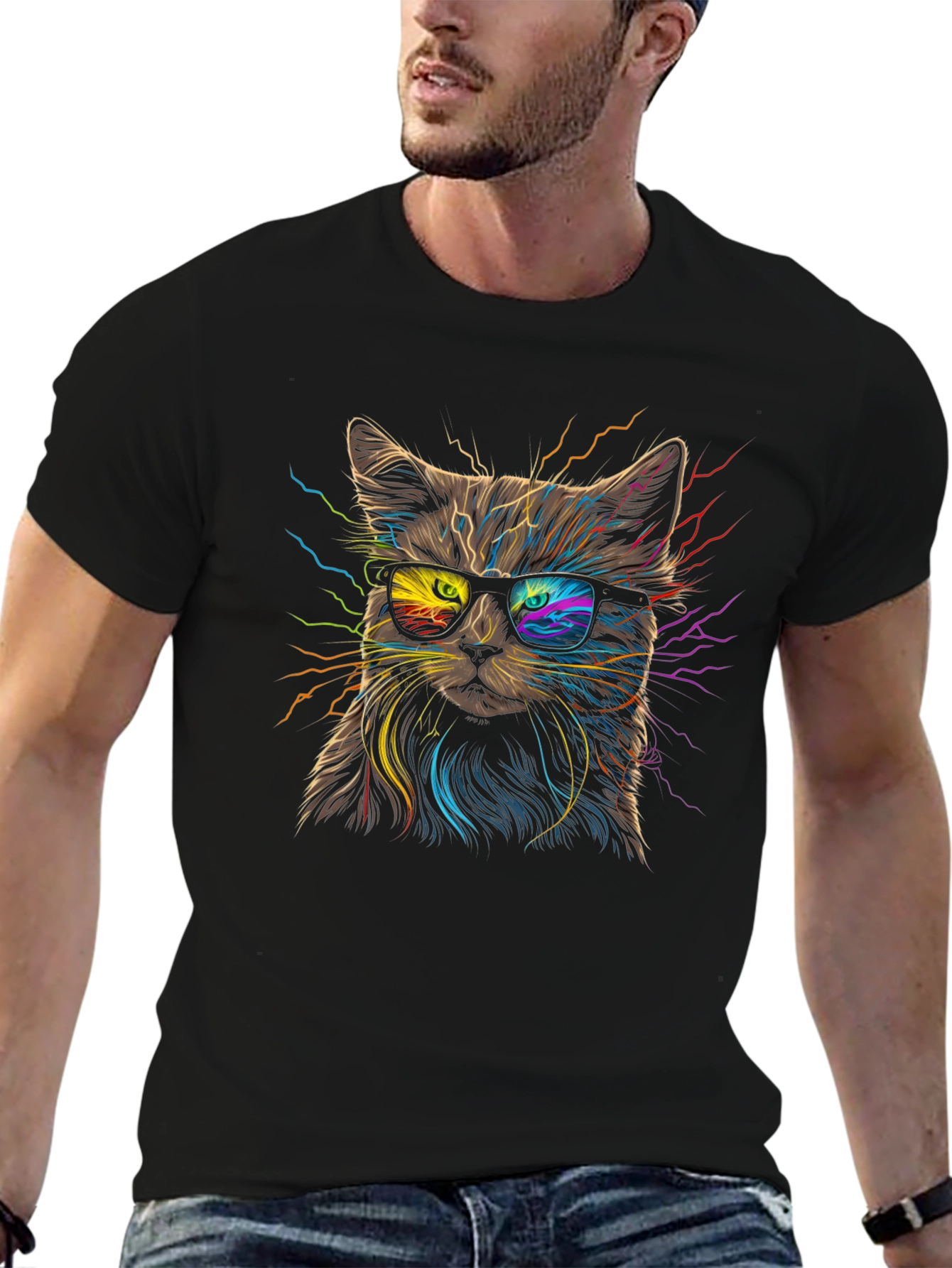Cool Cat Graphic Tee - Funky Feline Fashion