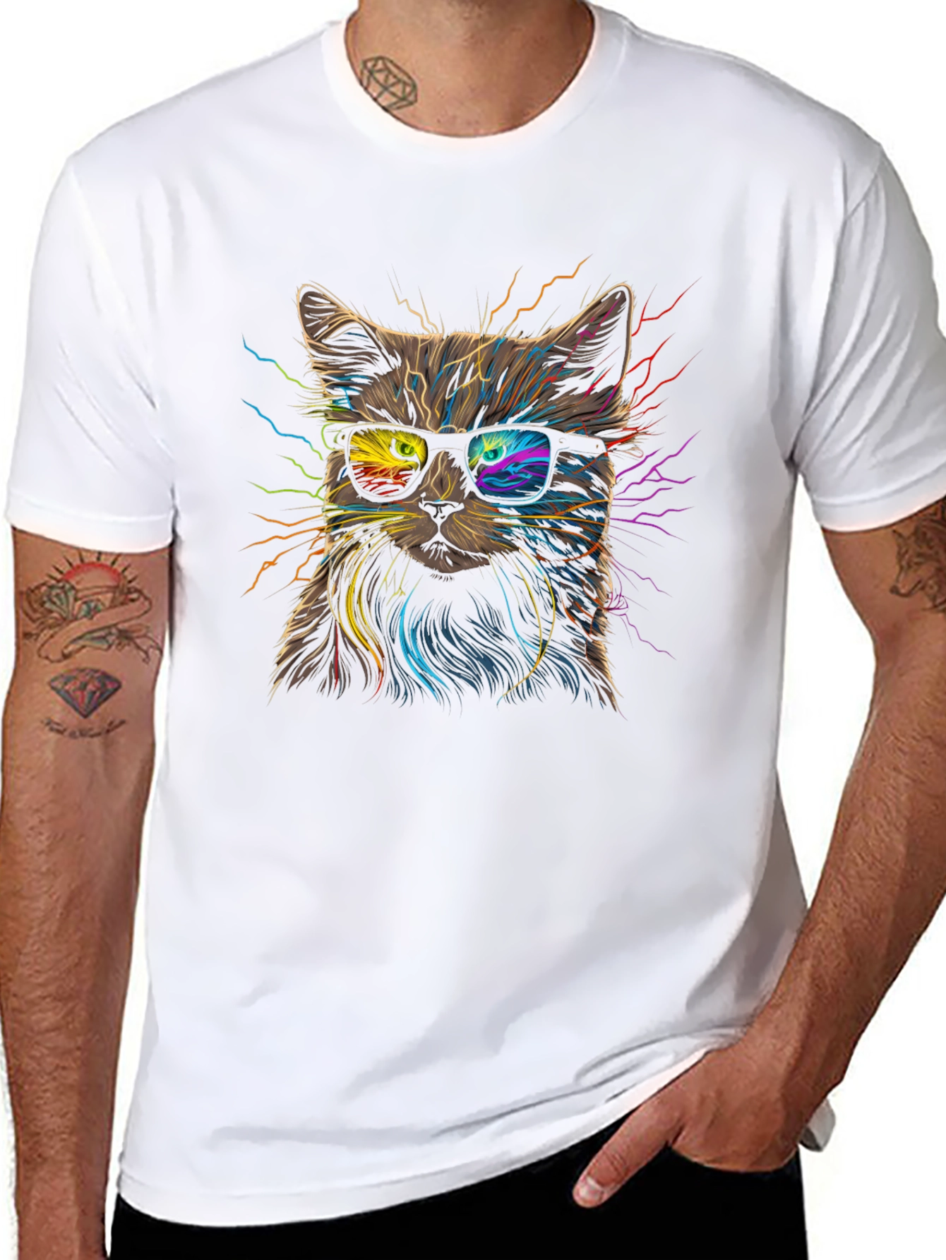 Cool Cat Graphic Tee - Funky Feline Fashion