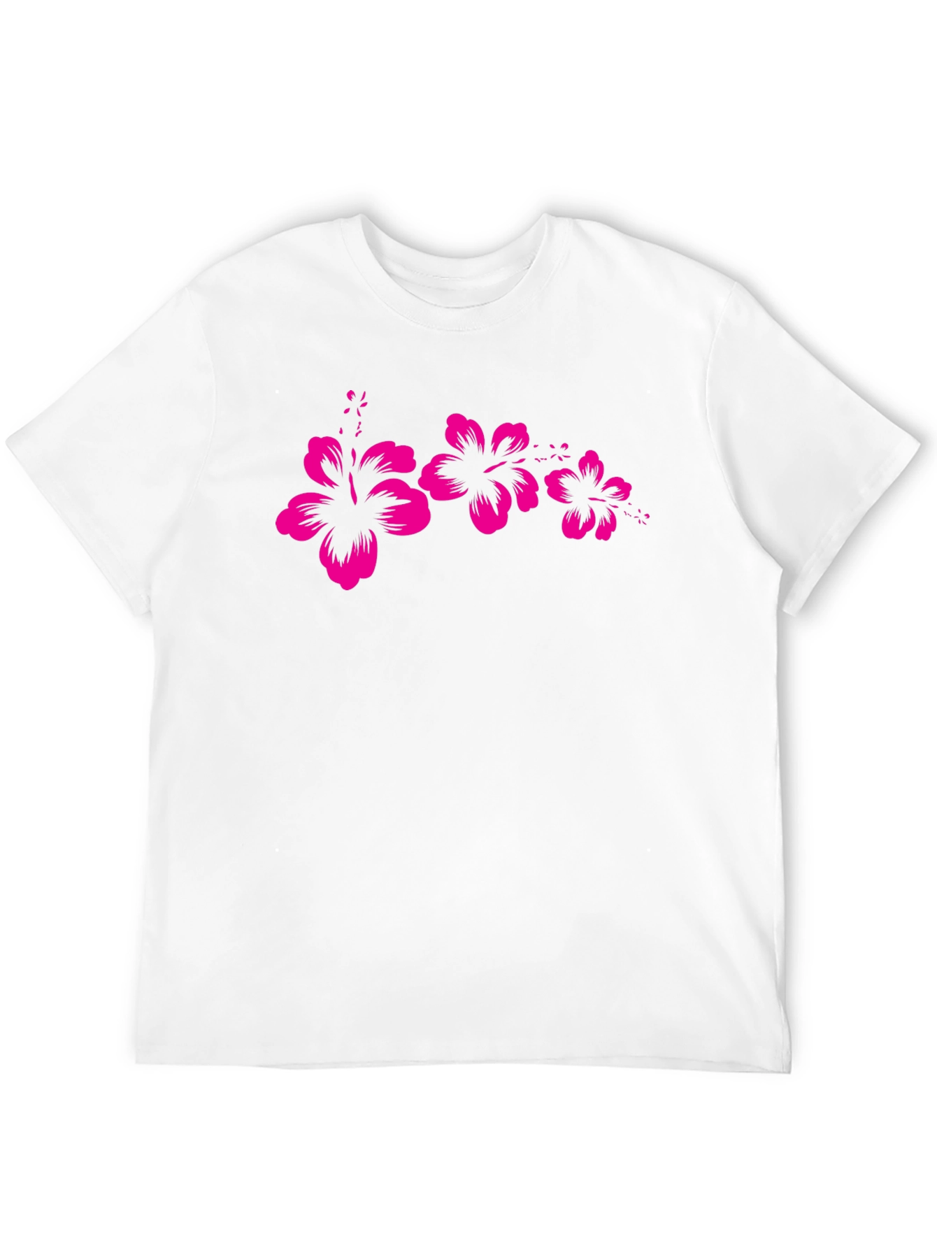 Black T-Shirt with Pink Hibiscus Flower Design