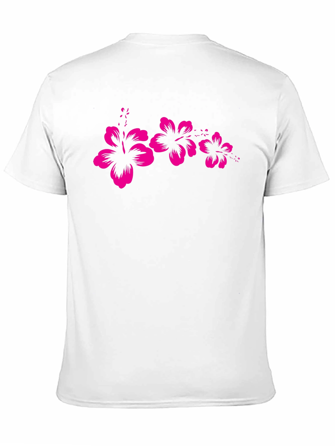 Black T-Shirt with Pink Hibiscus Flower Design