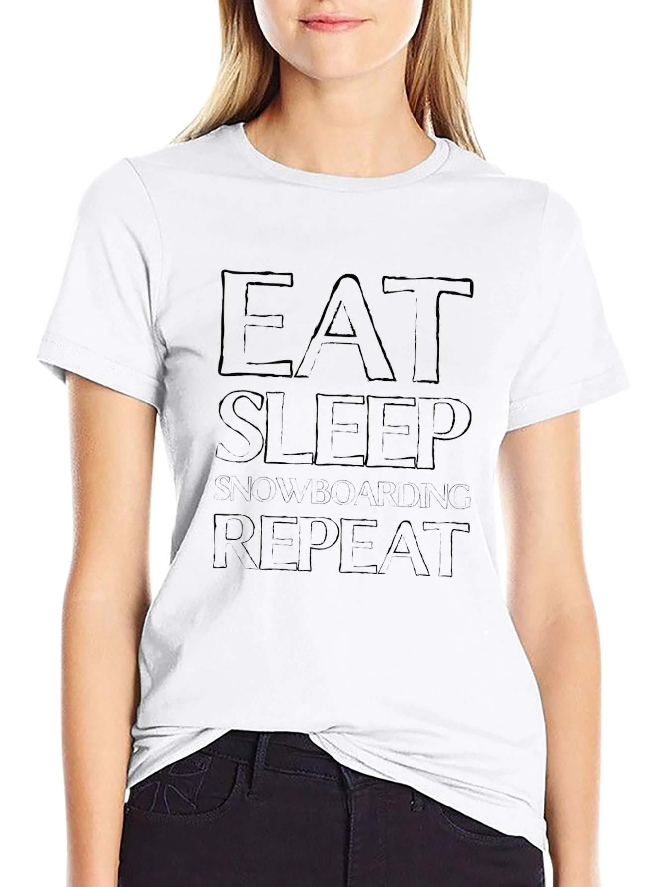 Eat Sleep Snowboarding Repeat Black Graphic Tee