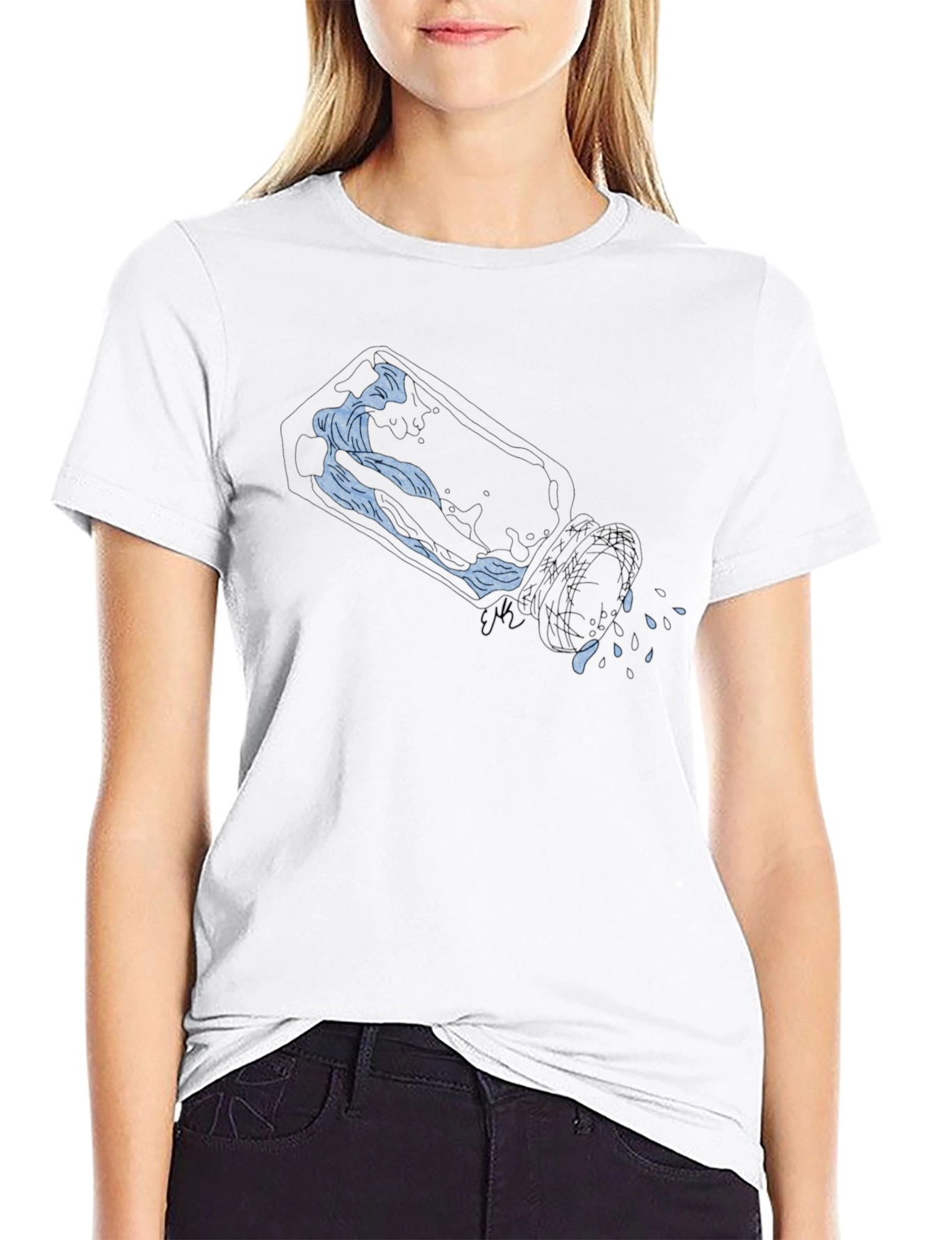 Blue Wave Graphic Black T-Shirt