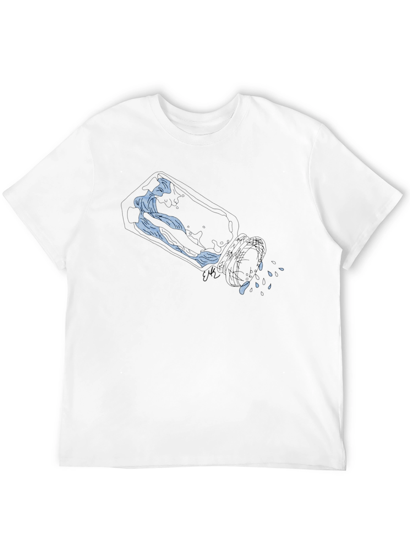 Blue Wave Graphic Black T-Shirt
