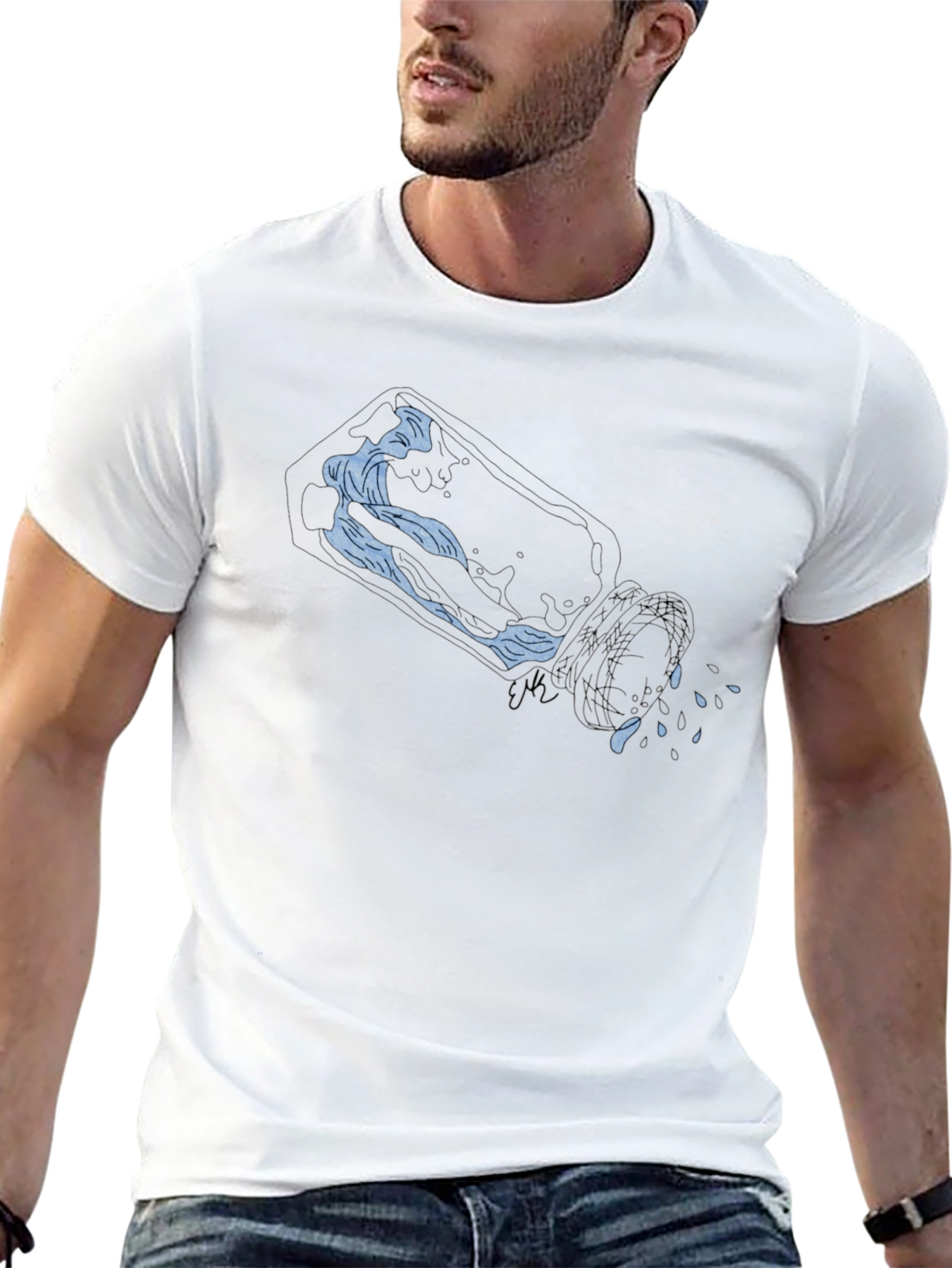 Blue Wave Graphic Black T-Shirt