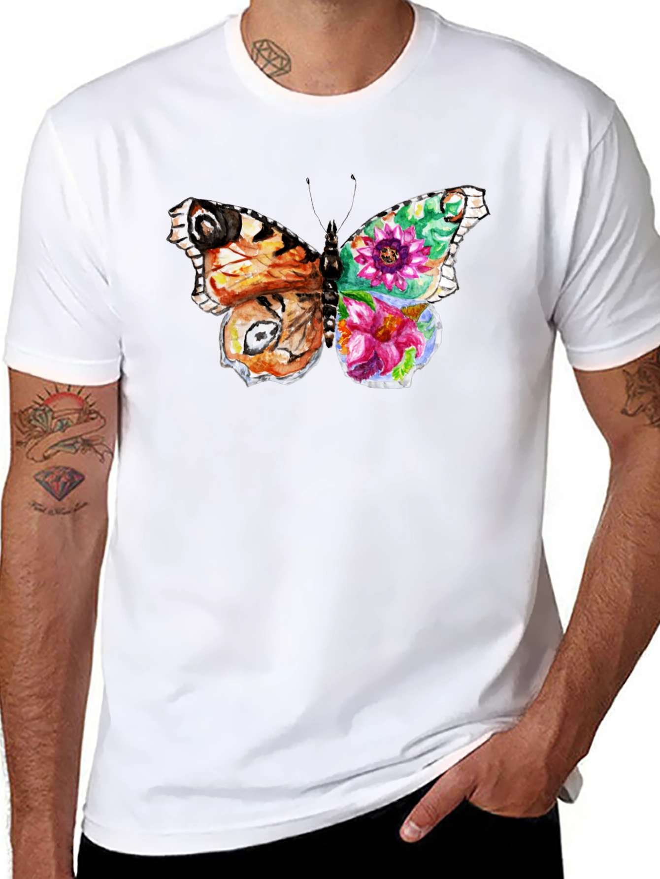 Butterfly Floral Graphic T-Shirt