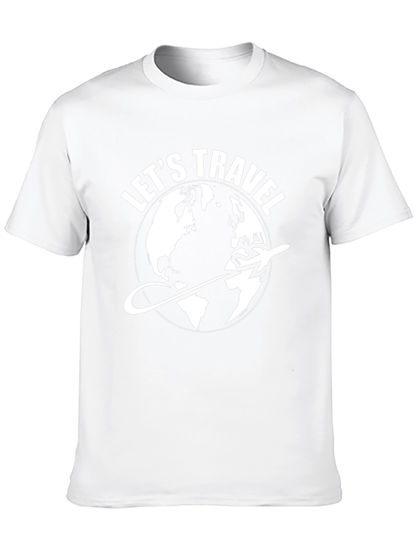 Lets Travel Graphic T-Shirt - Globe Airplane Design
