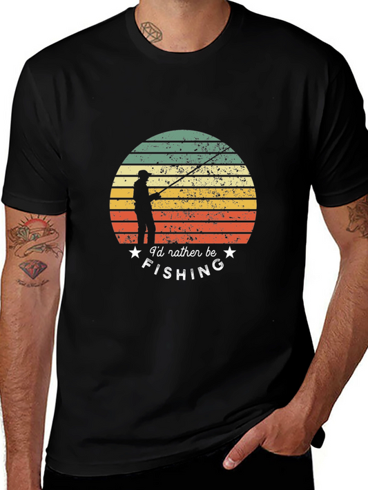 Retro Fishing T-Shirt - Id Rather Be Fishing Graphic Tee