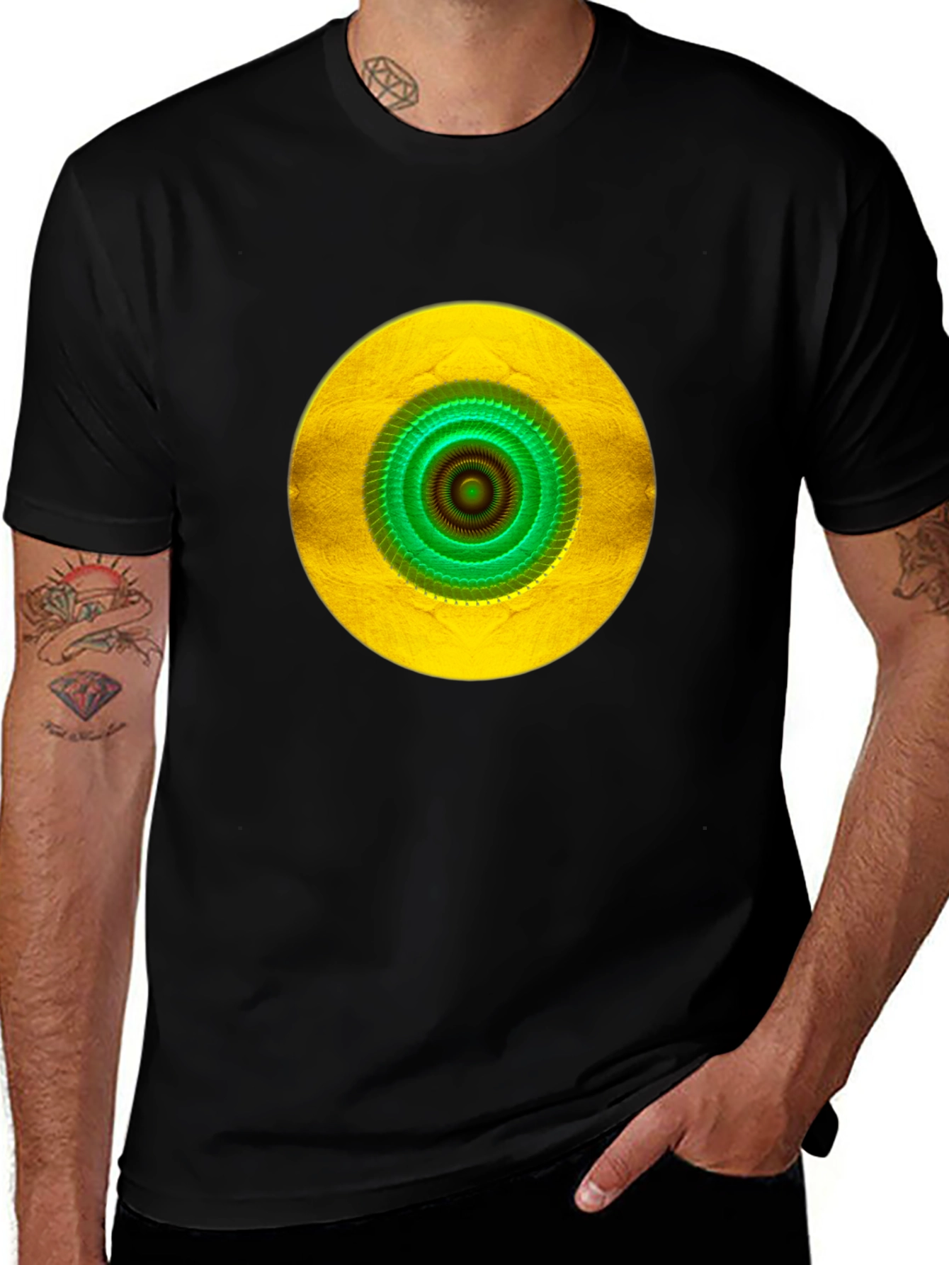 Vibrant Eye Graphic Tee - Black Cotton Blend