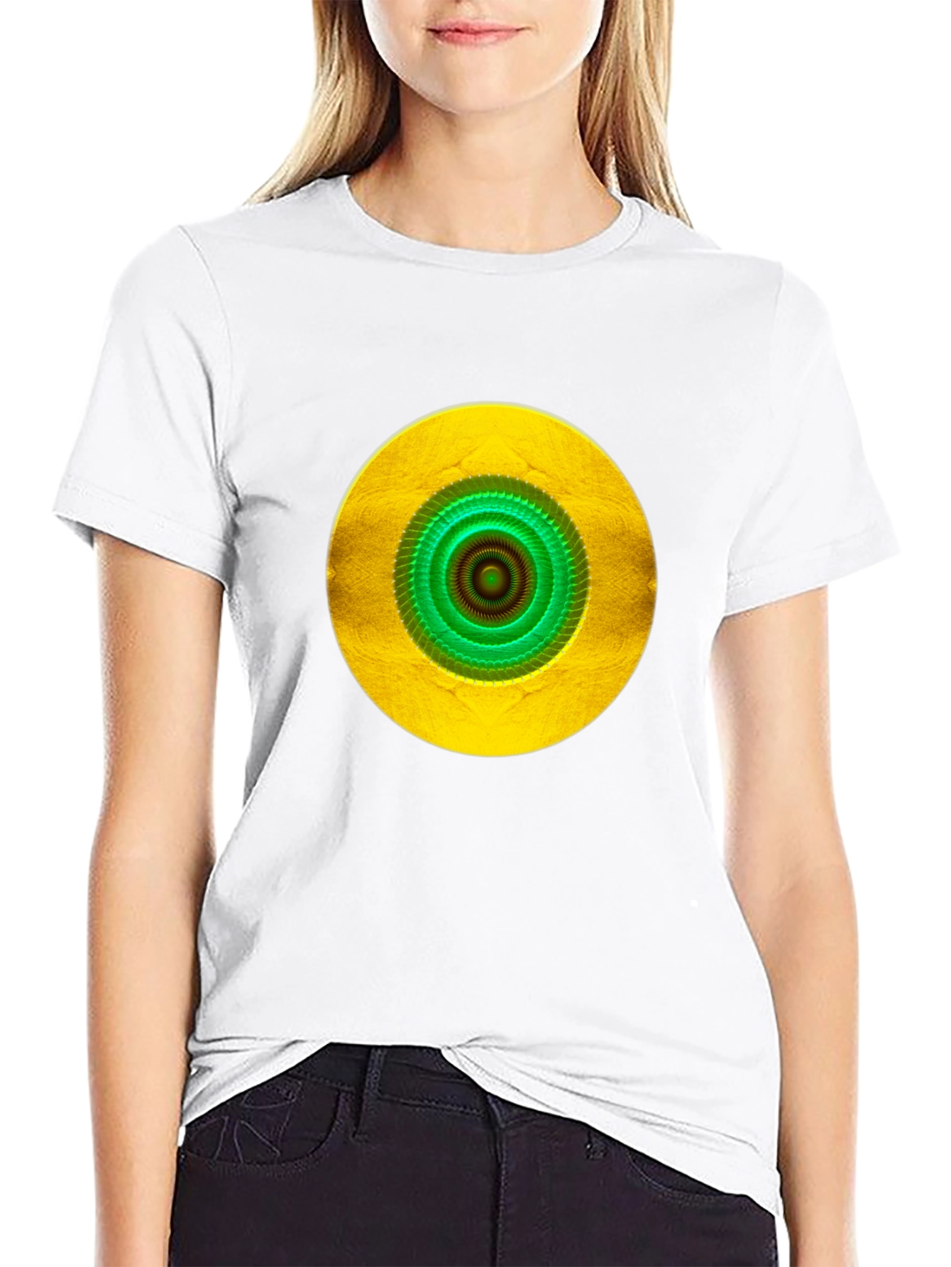 Vibrant Eye Graphic Tee - Black Cotton Blend