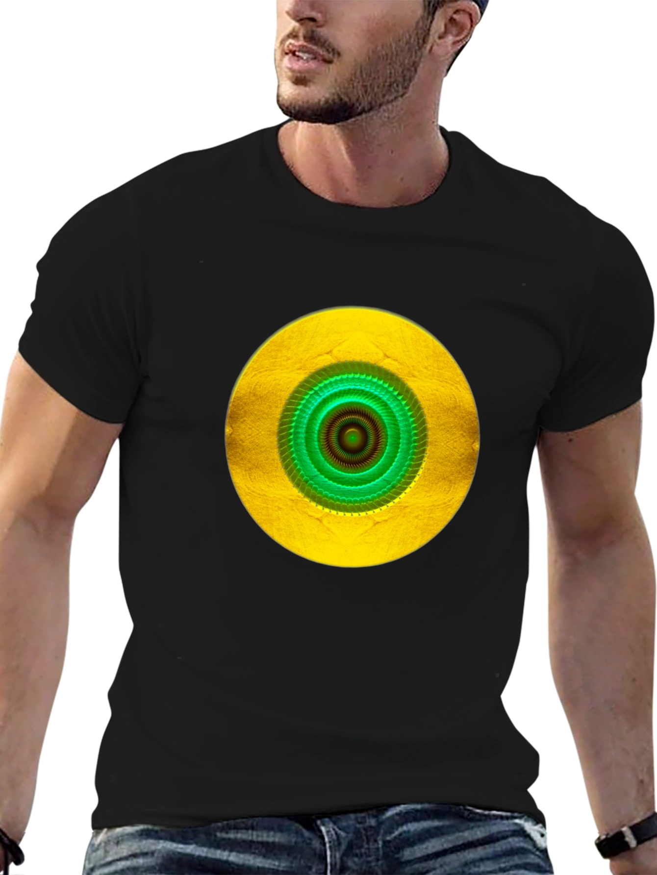 Vibrant Eye Graphic Tee - Black Cotton Blend