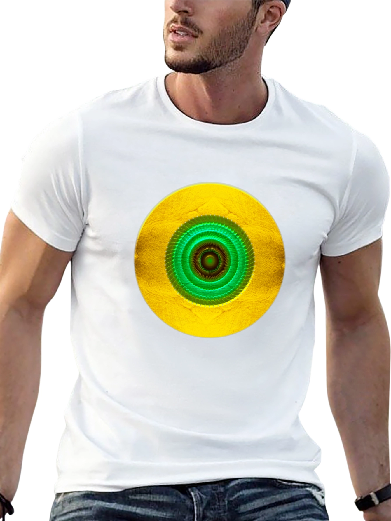 Vibrant Eye Graphic Tee - Black Cotton Blend