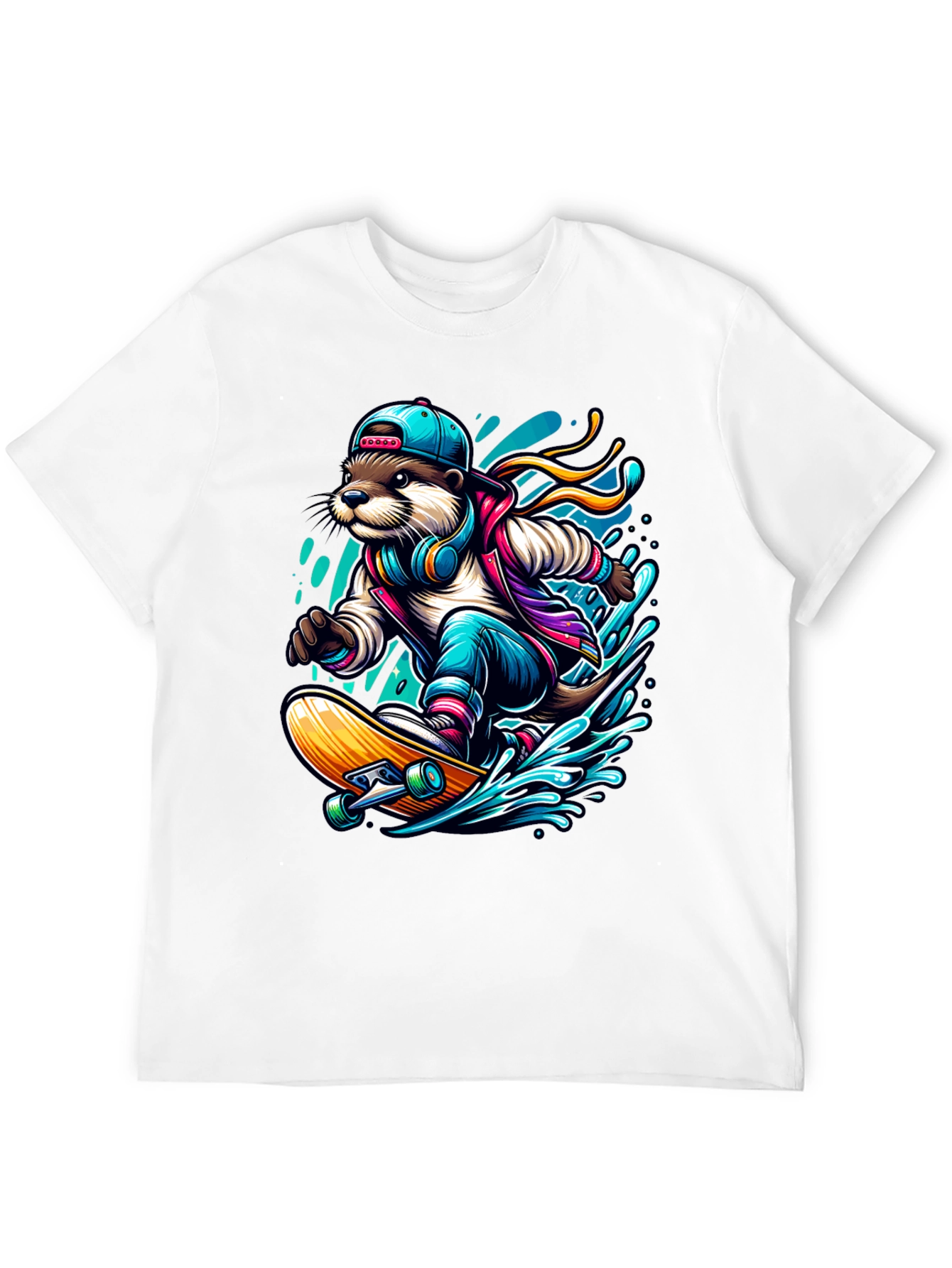 Otter Skateboarder Graphic Tee - Cool Streetwear