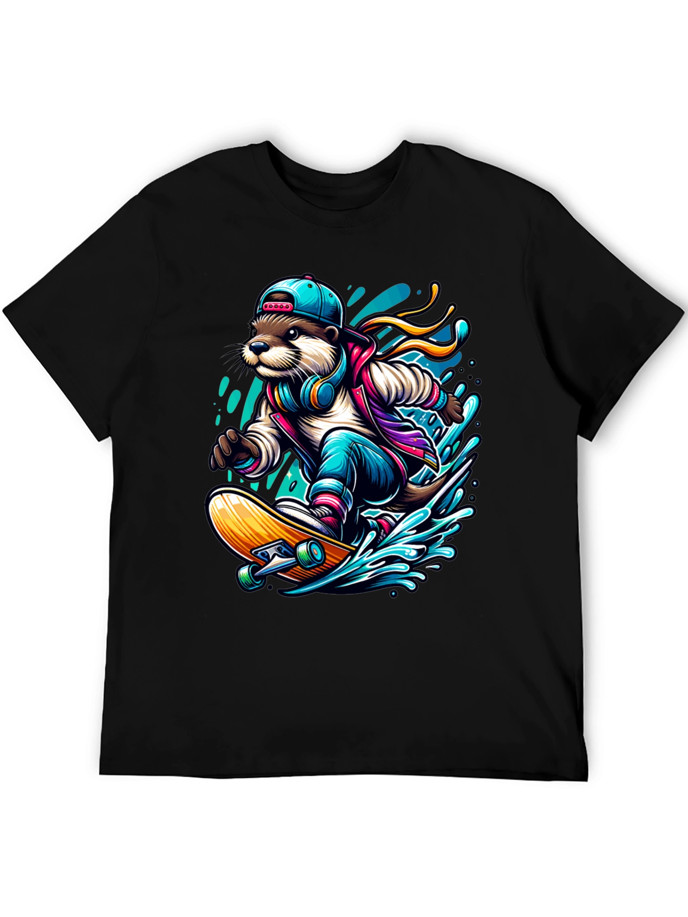 Otter Skateboarder Graphic Tee - Cool Streetwear