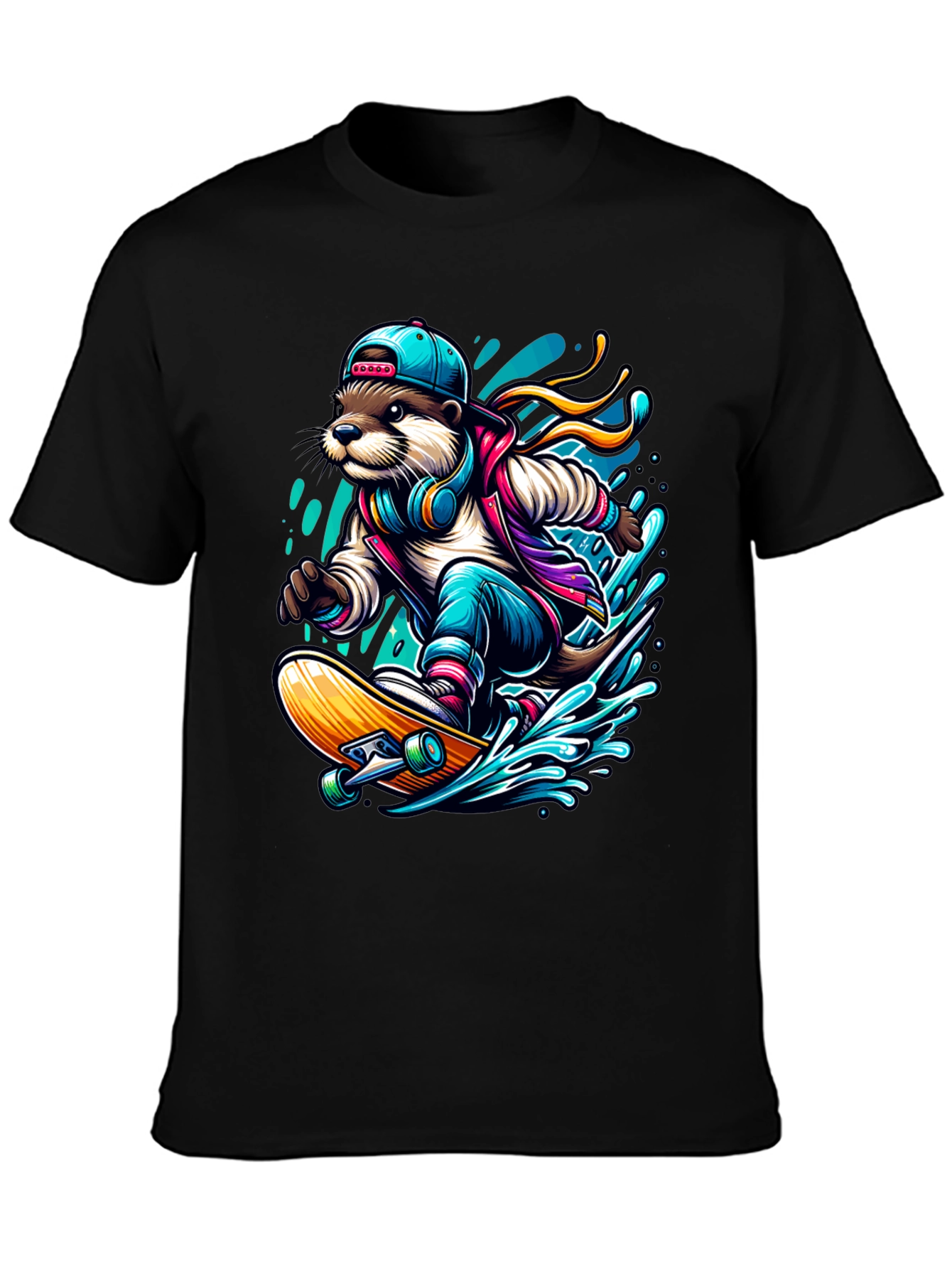 Otter Skateboarder Graphic Tee - Cool Streetwear