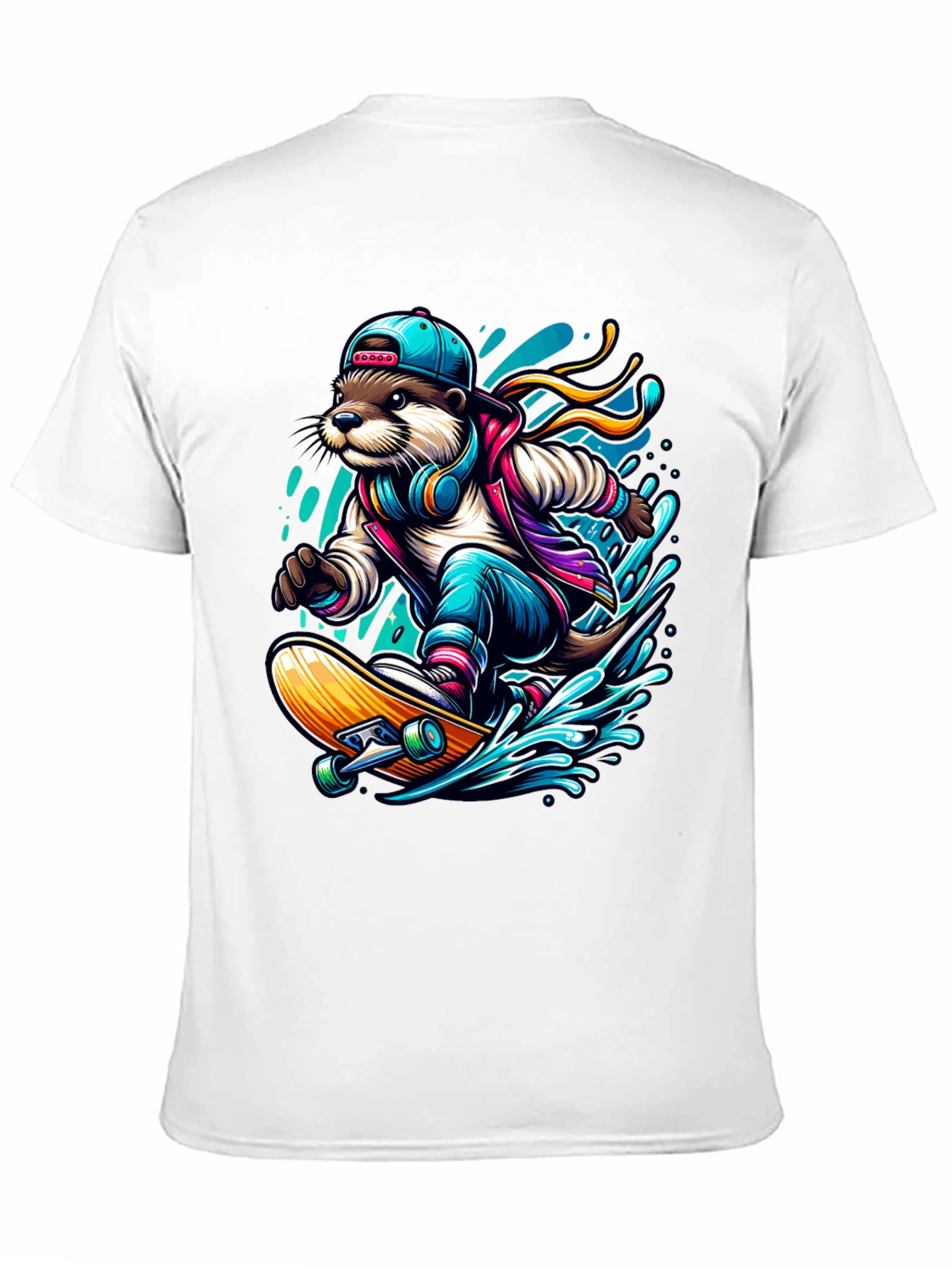 Otter Skateboarder Graphic Tee - Cool Streetwear