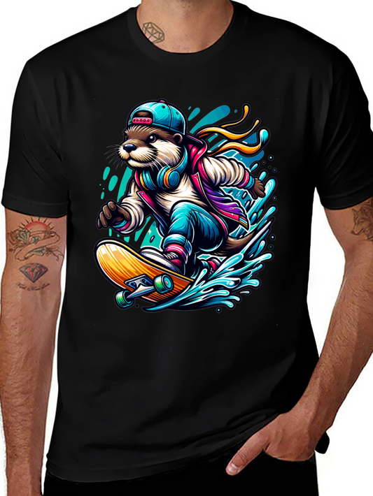 Otter Skateboarder Graphic Tee - Cool Streetwear