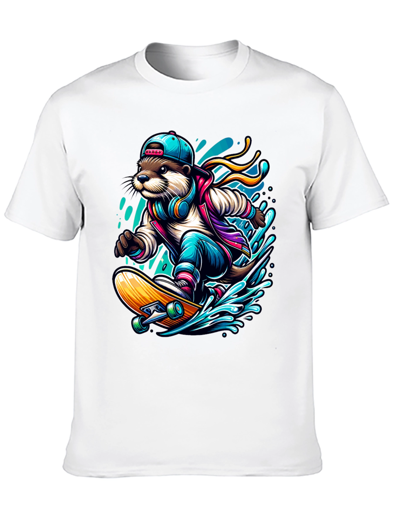 Otter Skateboarder Graphic Tee - Cool Streetwear