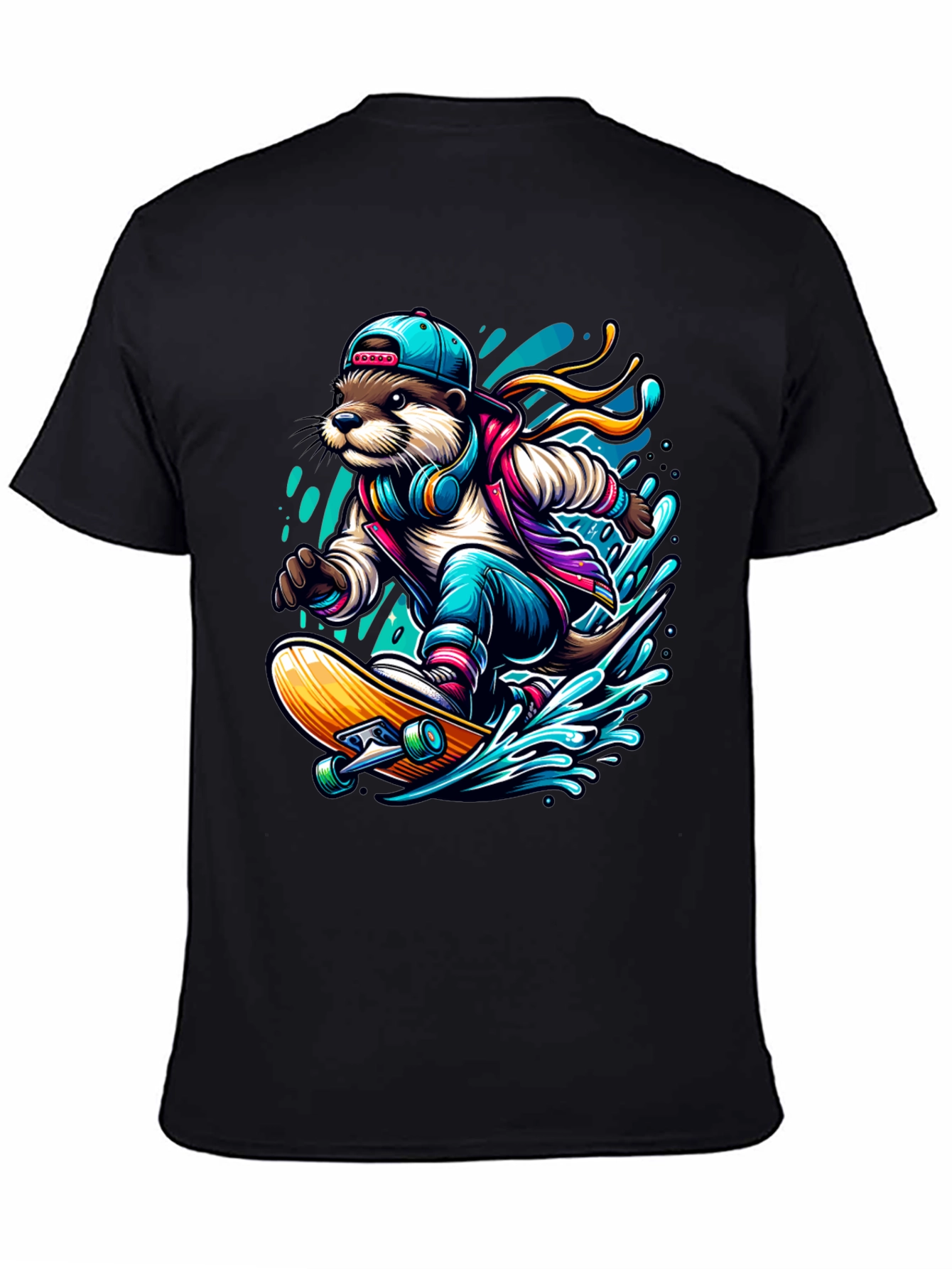 Otter Skateboarder Graphic Tee - Cool Streetwear