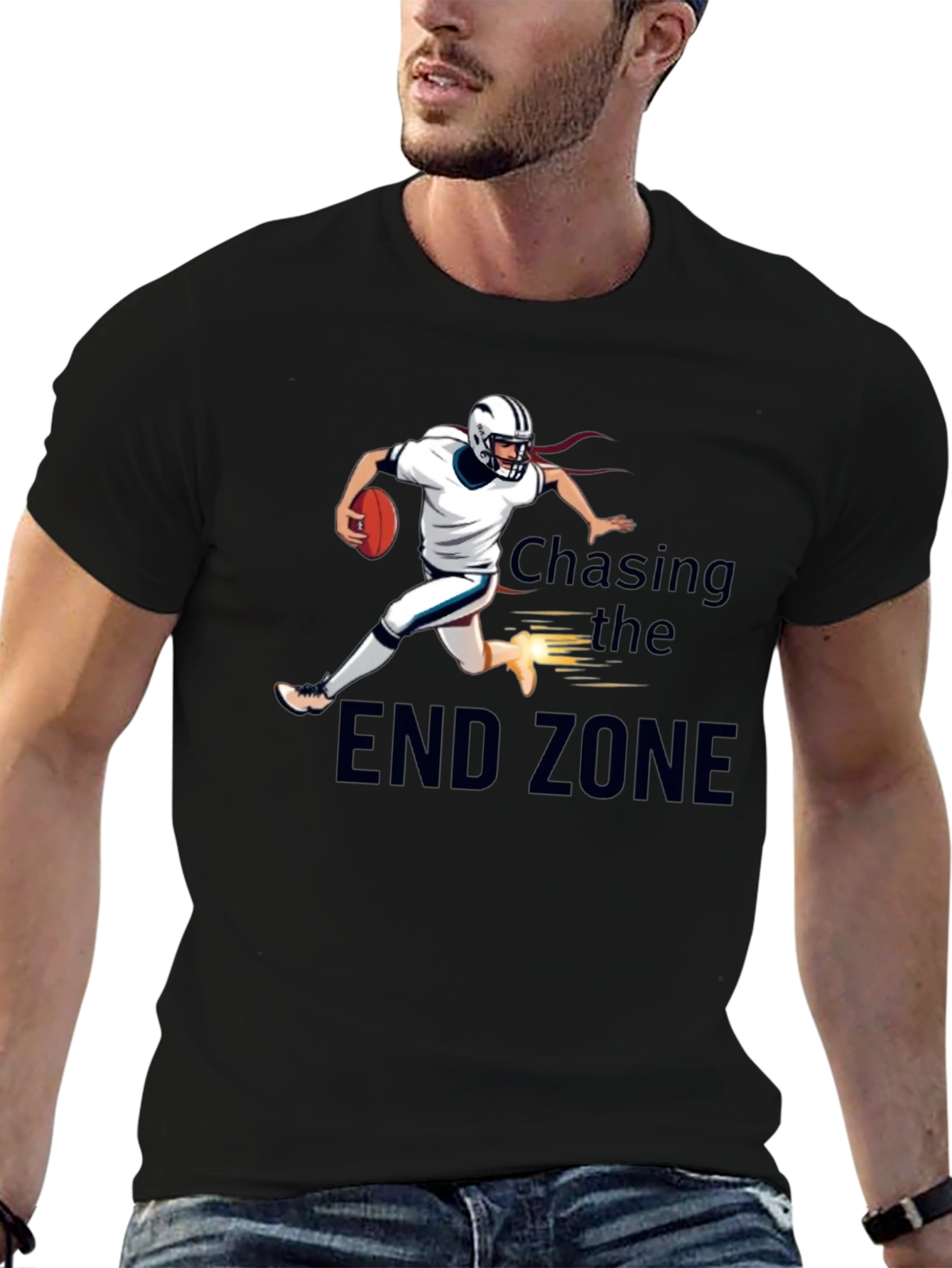 Chasing the End Zone T-Shirt Football Player Graphic Tee