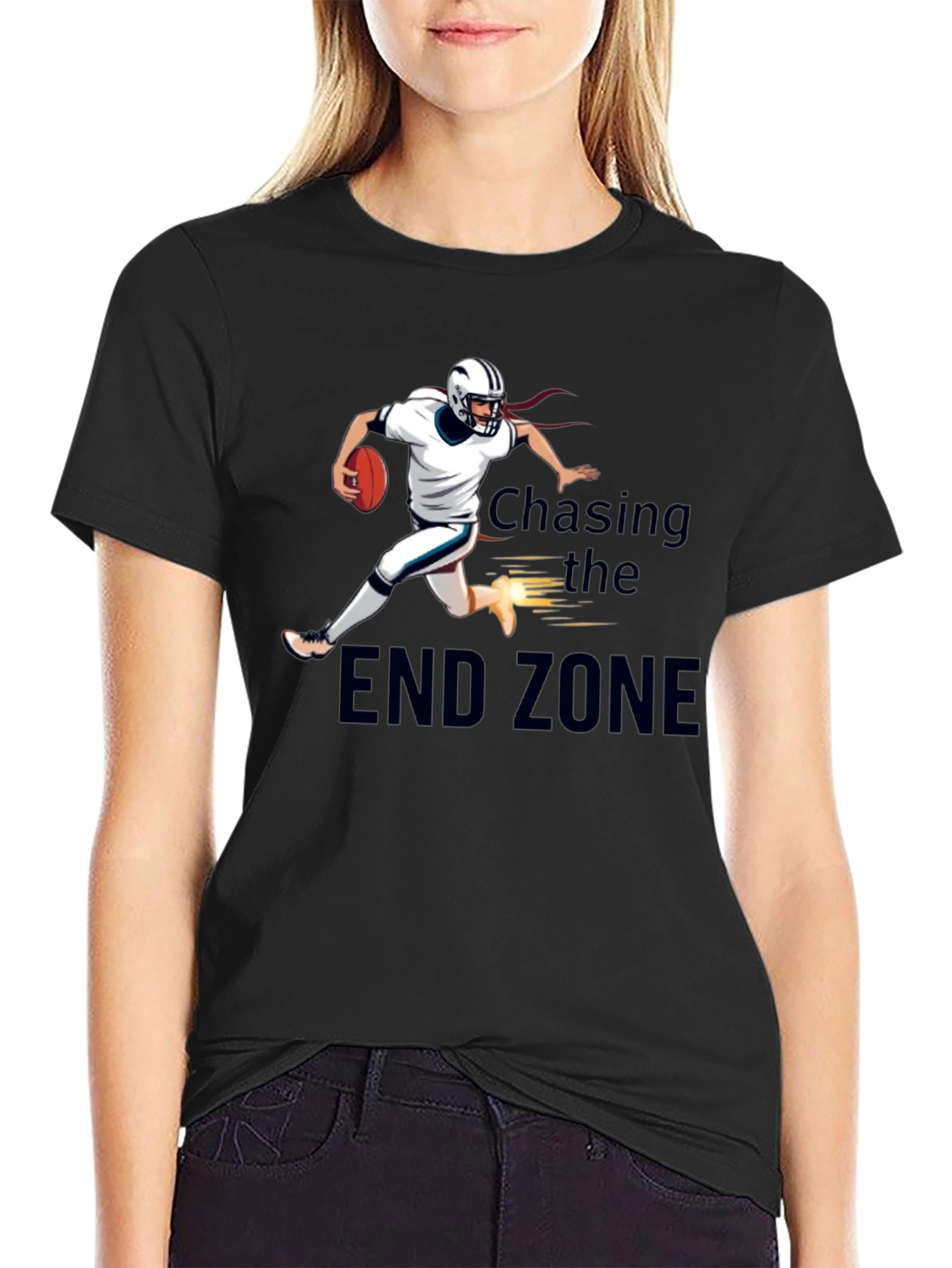 Chasing the End Zone T-Shirt Football Player Graphic Tee