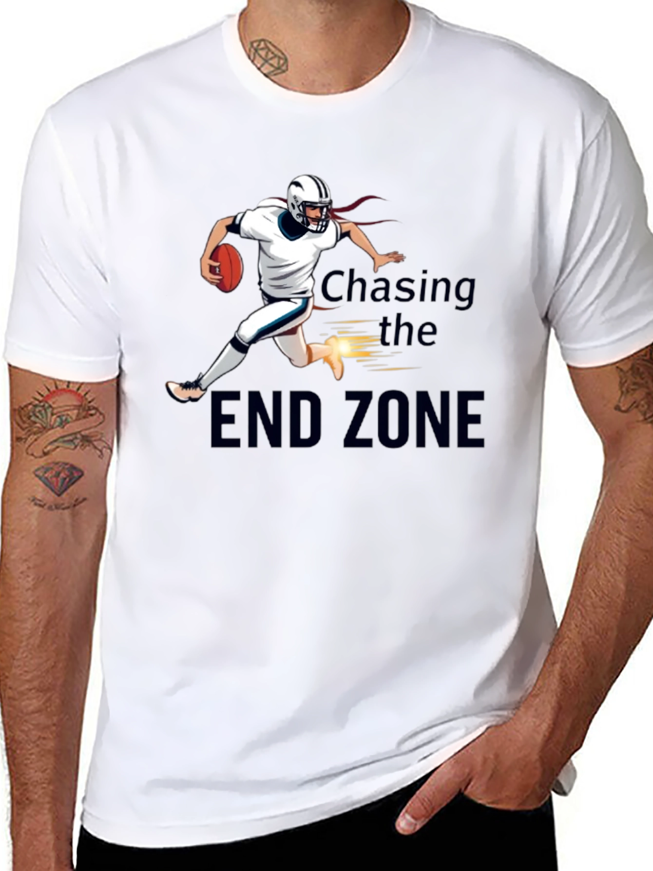 Chasing the End Zone T-Shirt Football Player Graphic Tee