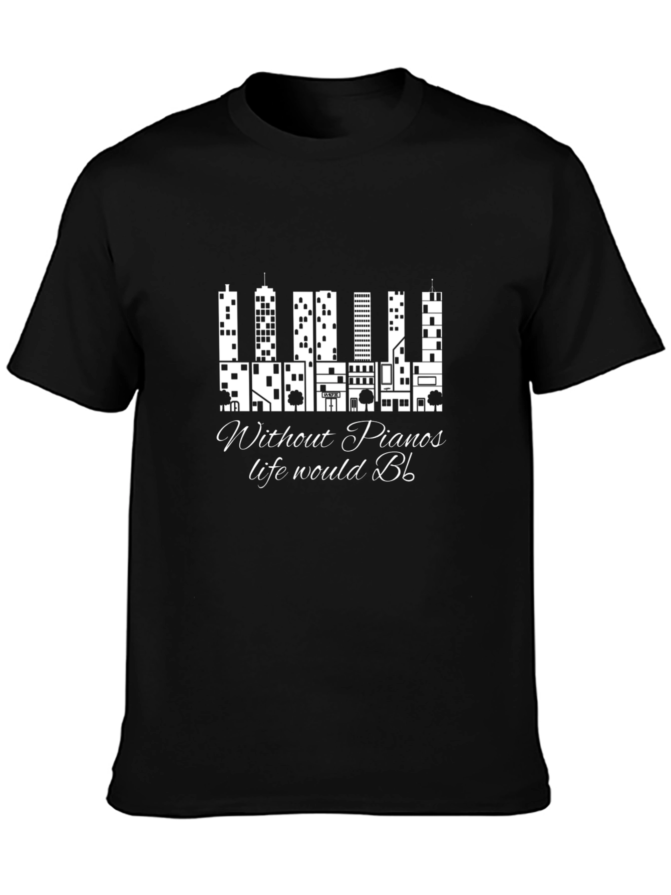 Piano Cityscape Graphic T-Shirt