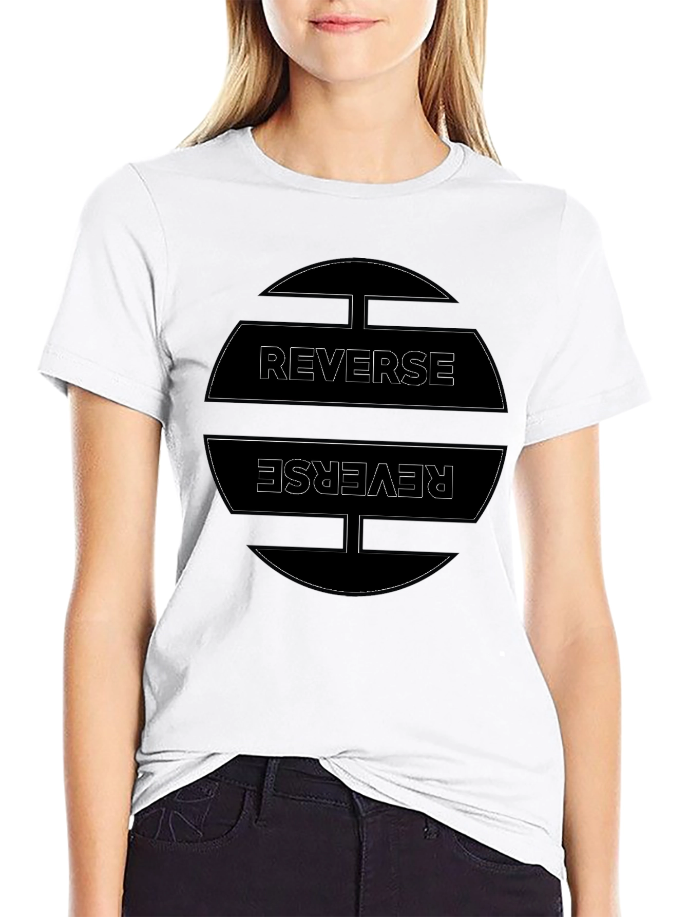 Reverse Graphic Tee - Casual Black T-Shirt