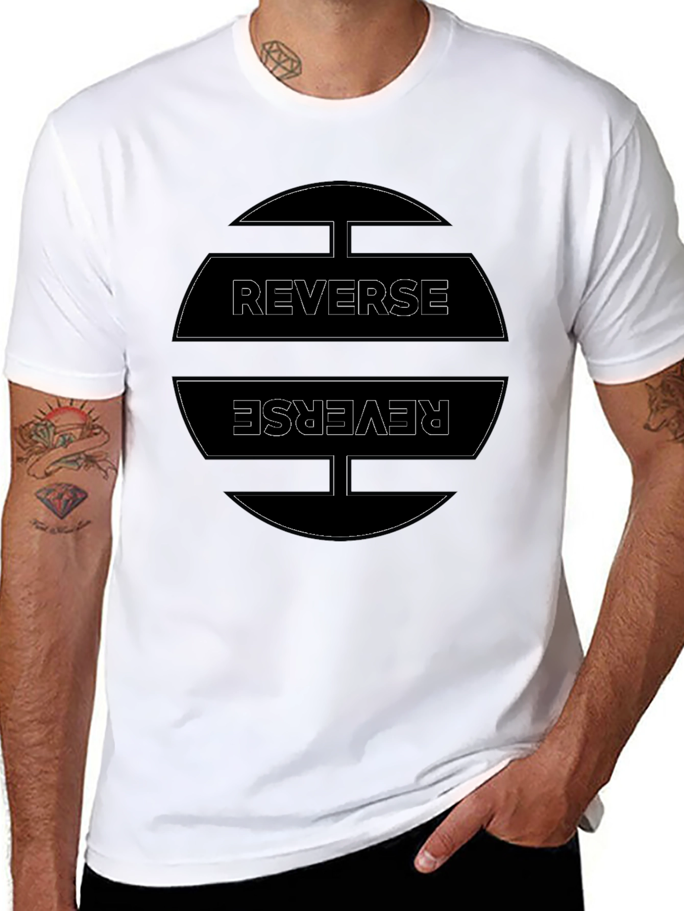 Reverse Graphic Tee - Casual Black T-Shirt