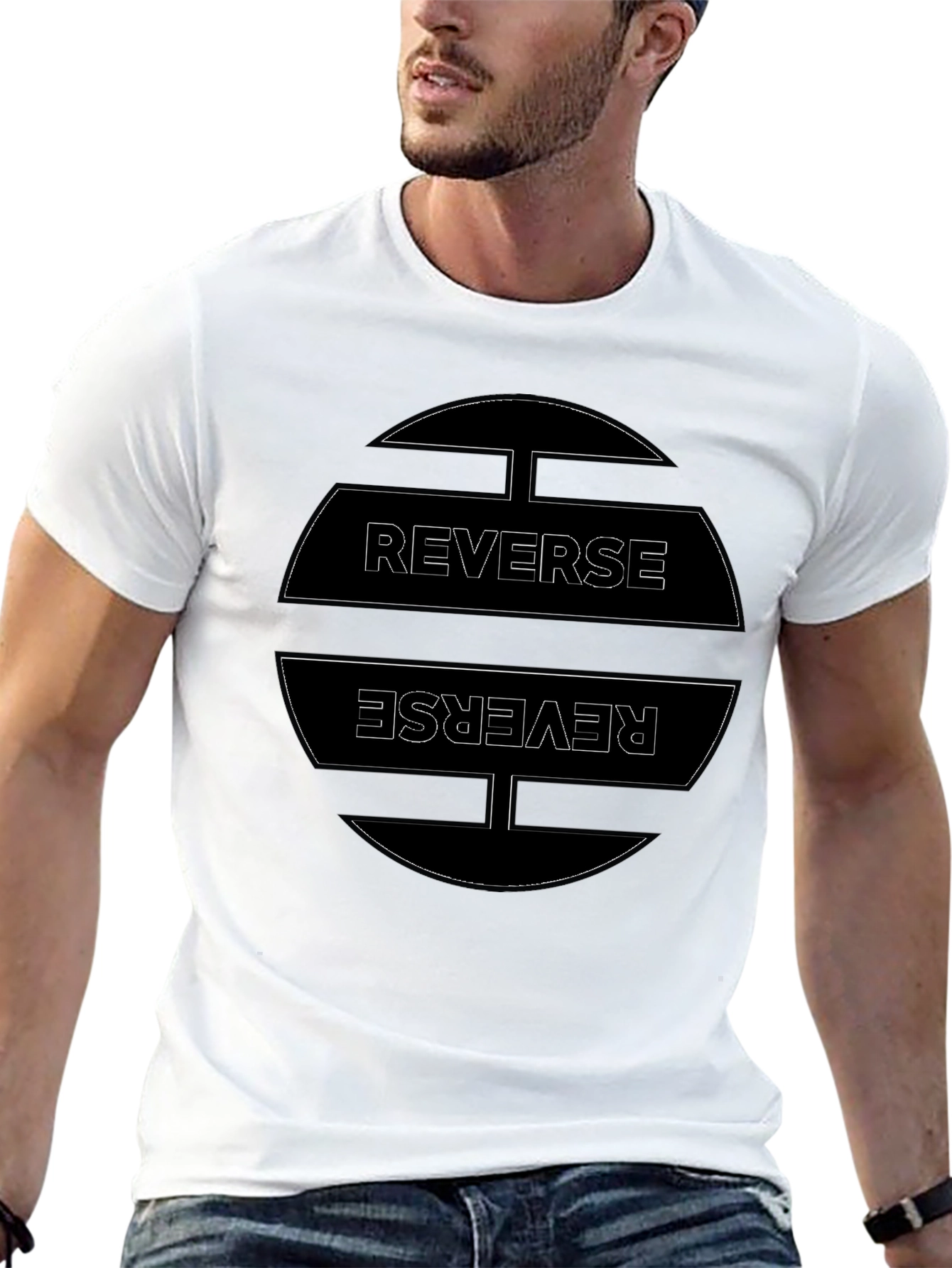 Reverse Graphic Tee - Casual Black T-Shirt