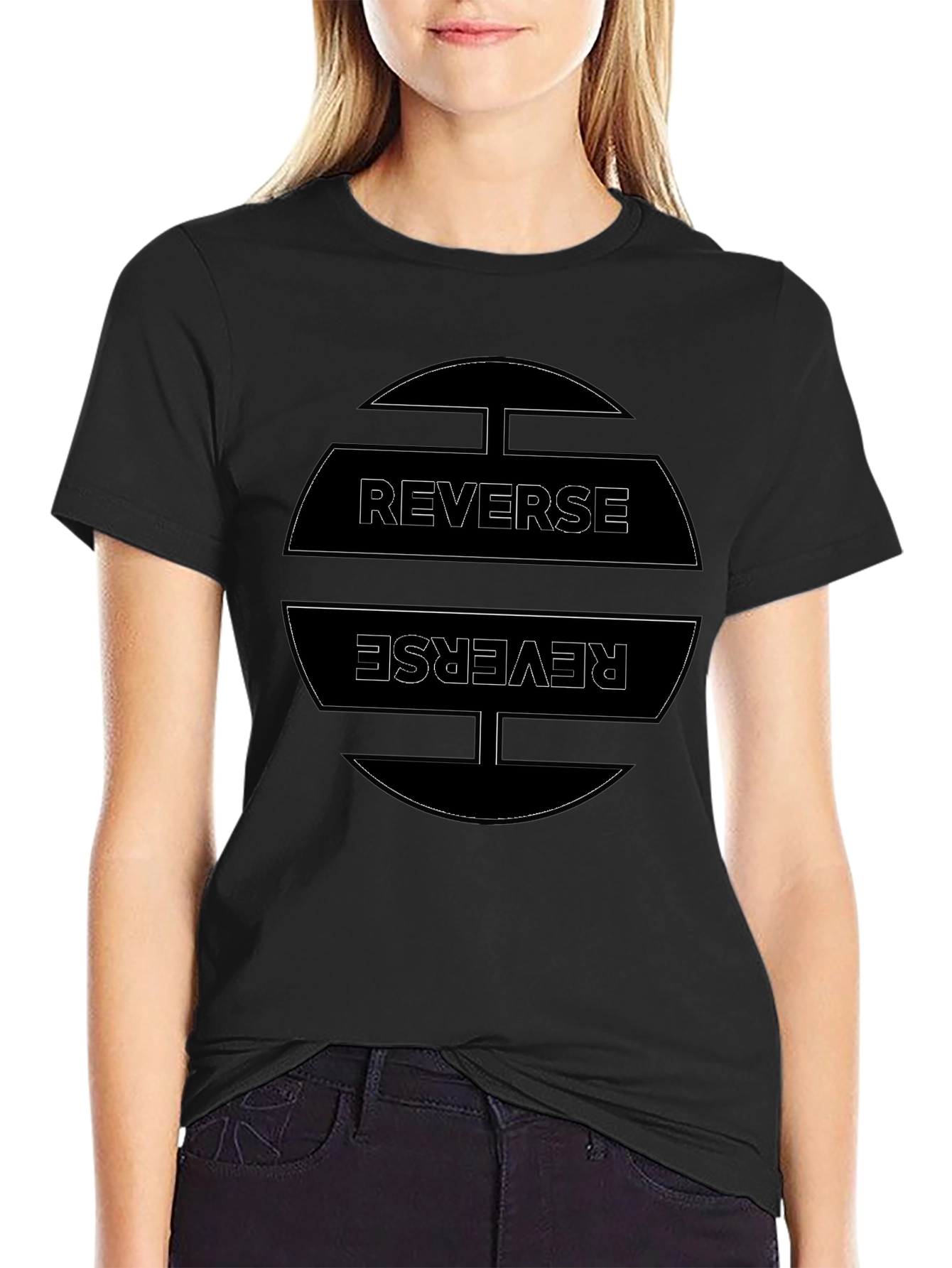 Reverse Graphic Tee - Casual Black T-Shirt