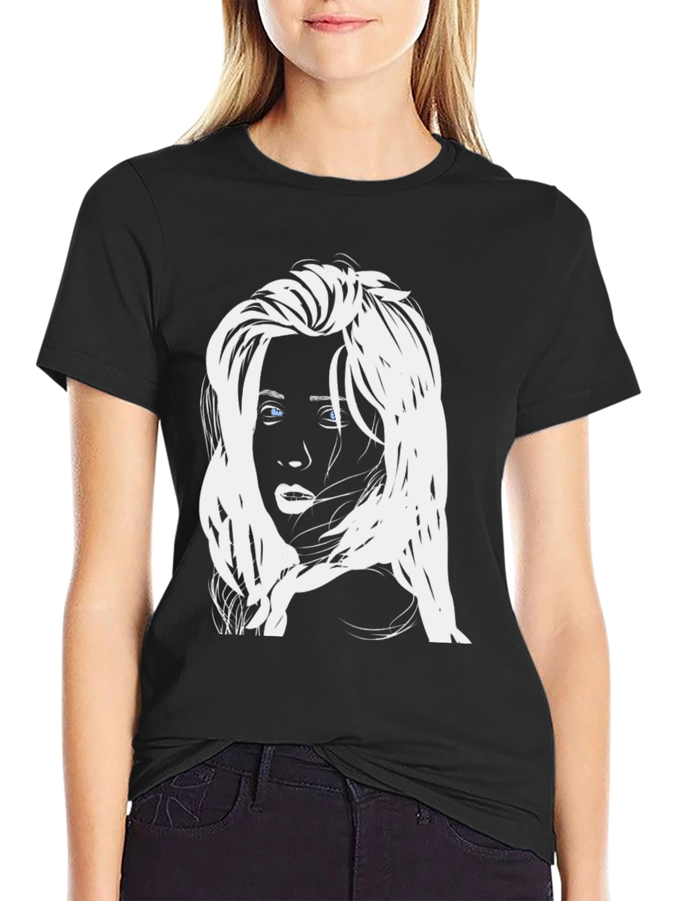 Graphic Tee - Woman Face Black T-Shirt