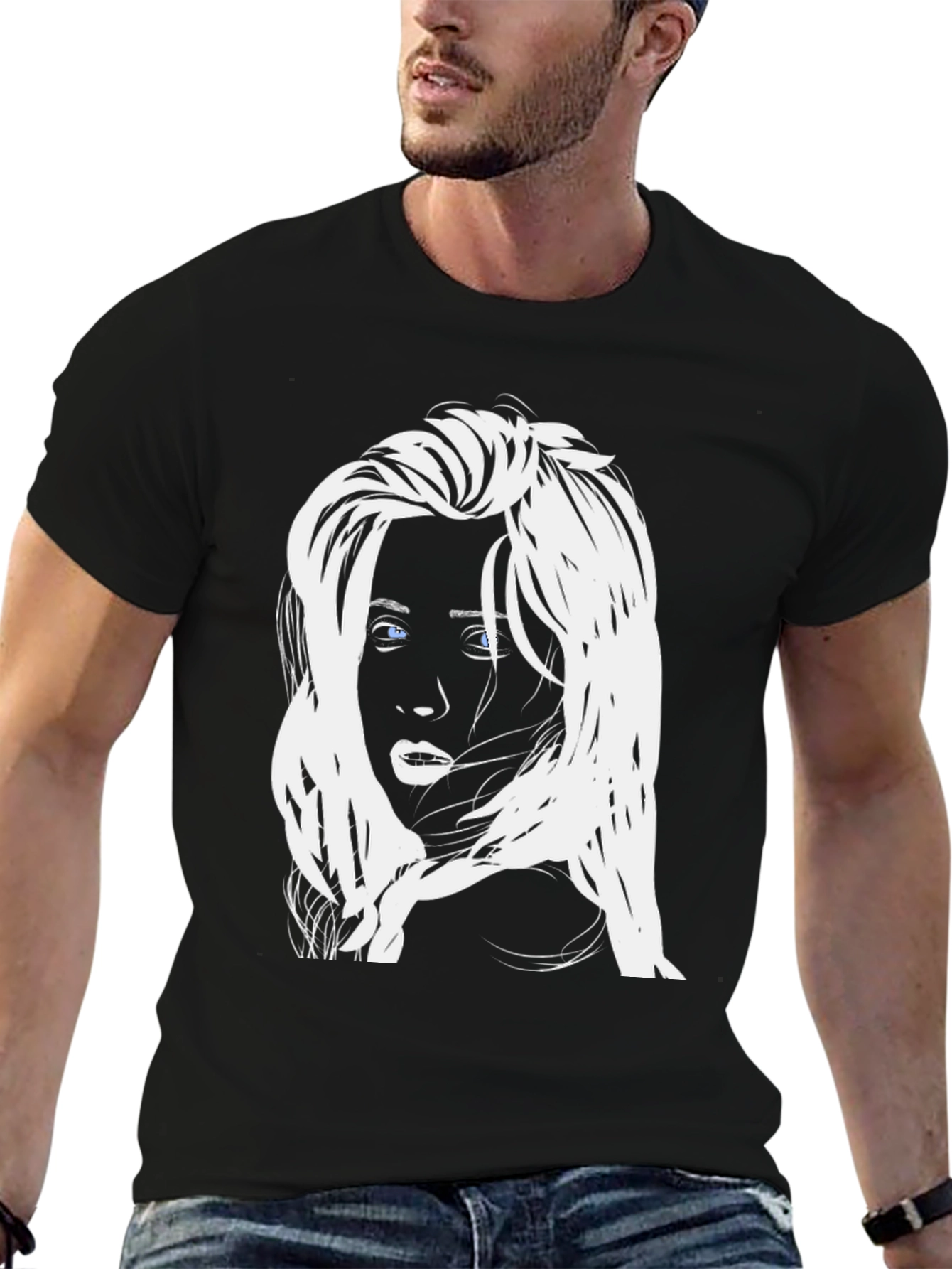 Graphic Tee - Woman Face Black T-Shirt