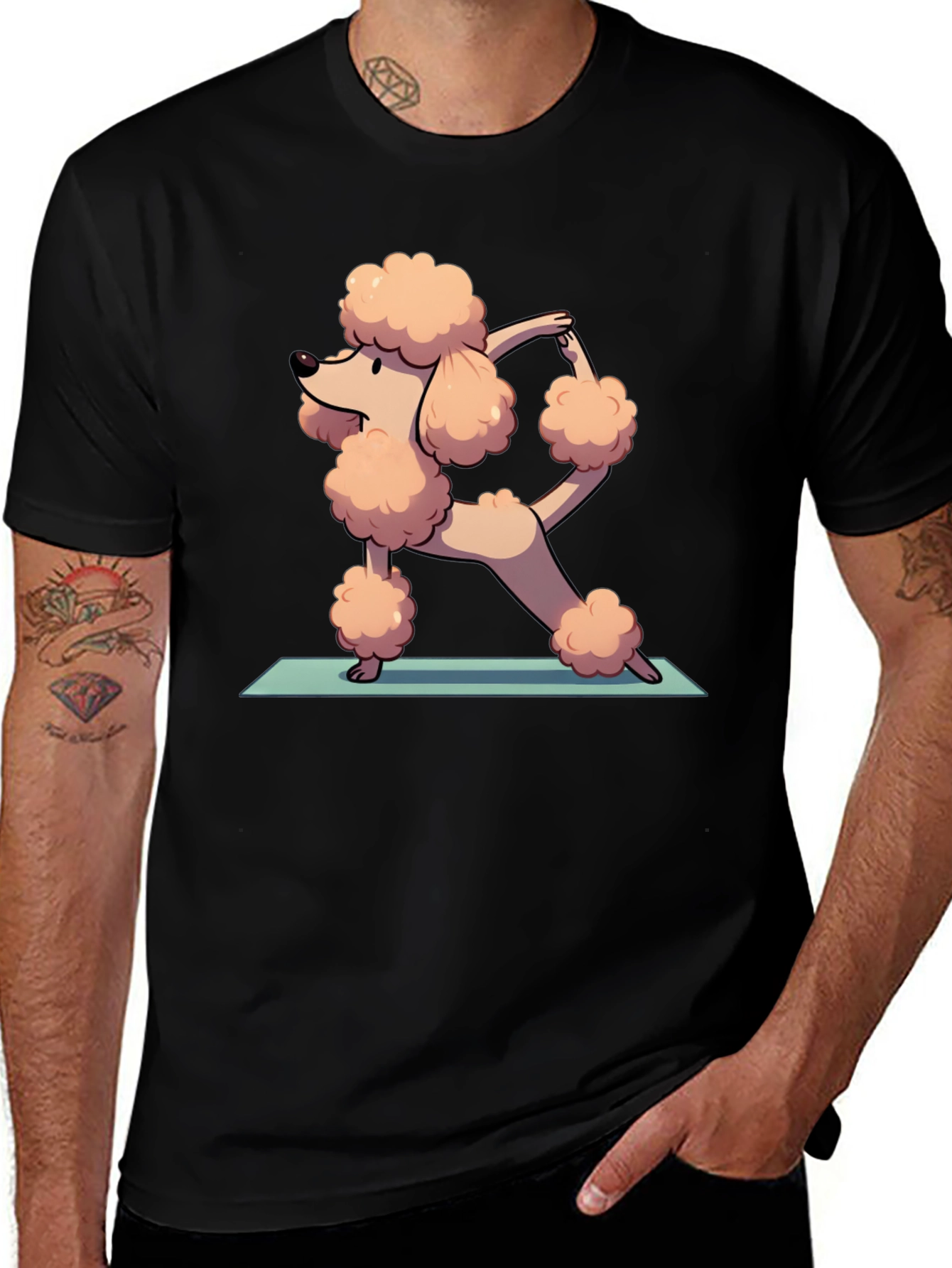 Yoga Poodle Graphic Tee - Cute Cartoon Design