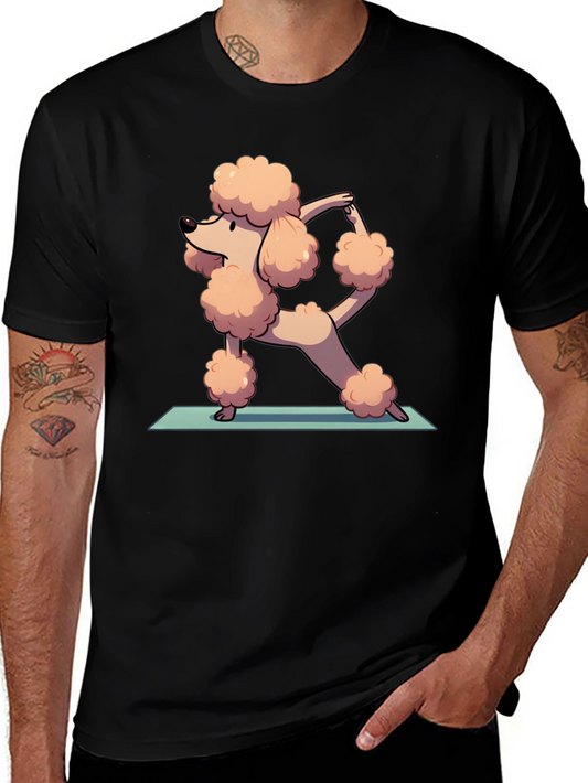 Yoga Poodle Graphic Tee - Cute Cartoon Design