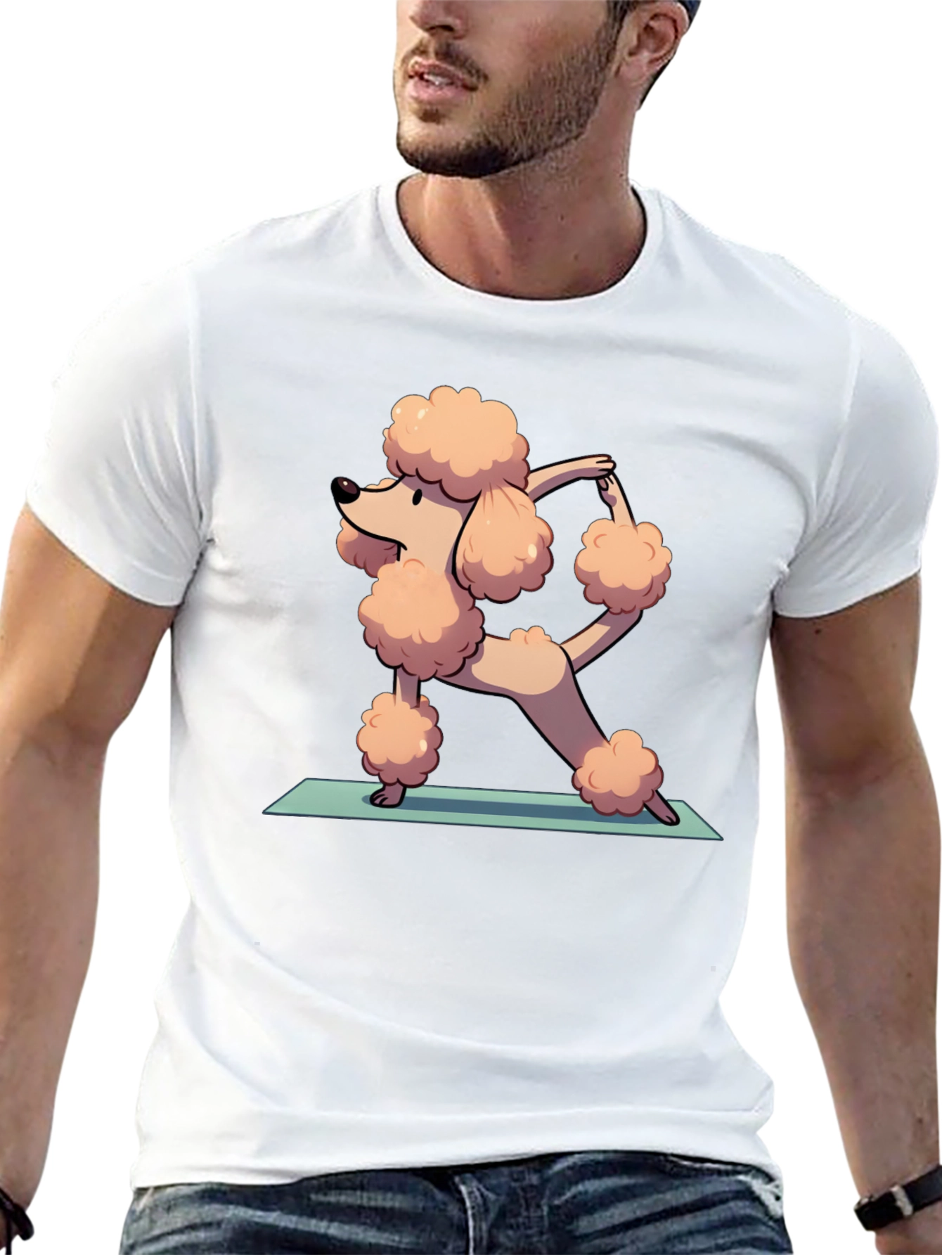 Yoga Poodle Graphic Tee - Cute Cartoon Design