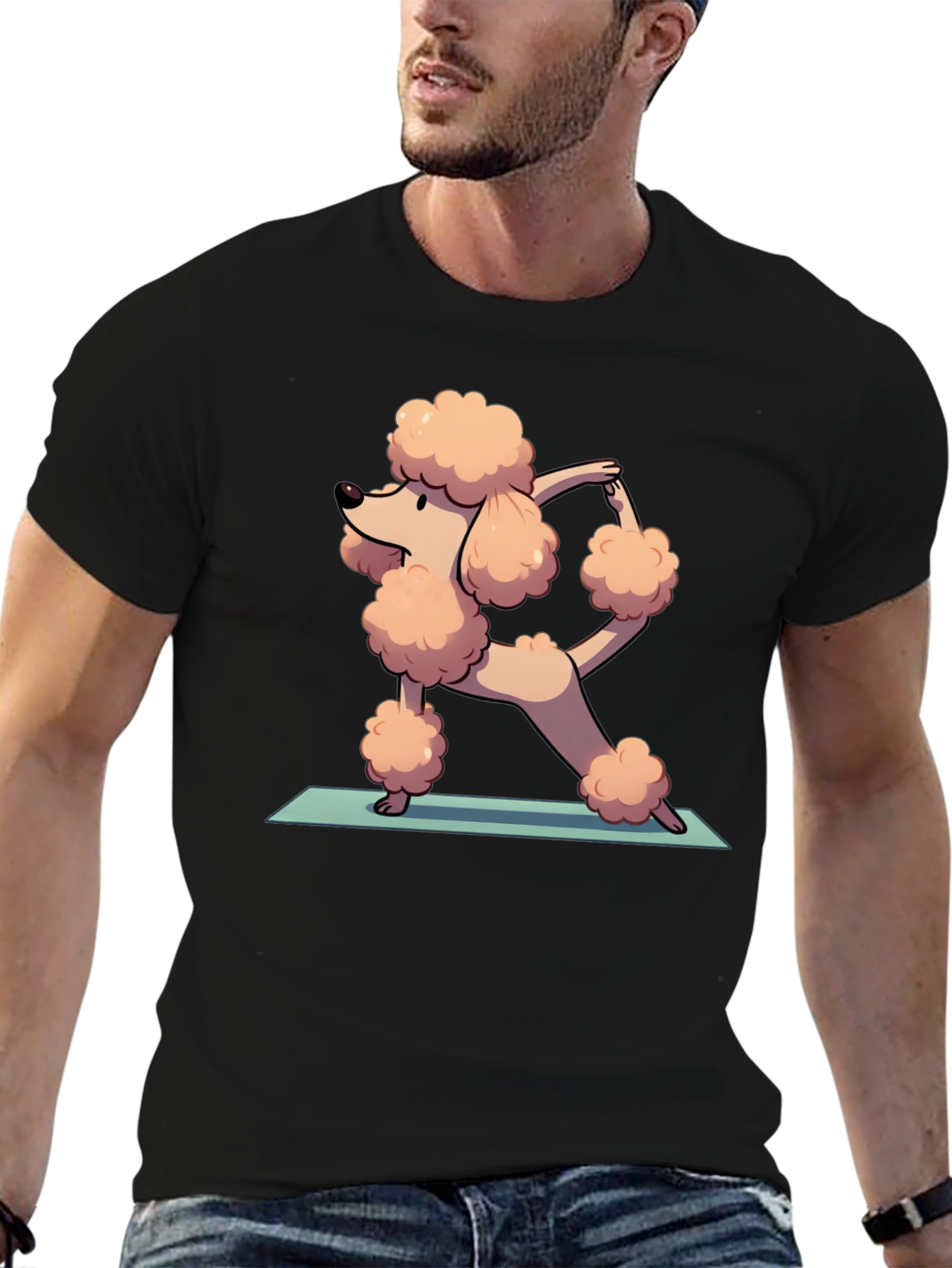 Yoga Poodle Graphic Tee - Cute Cartoon Design