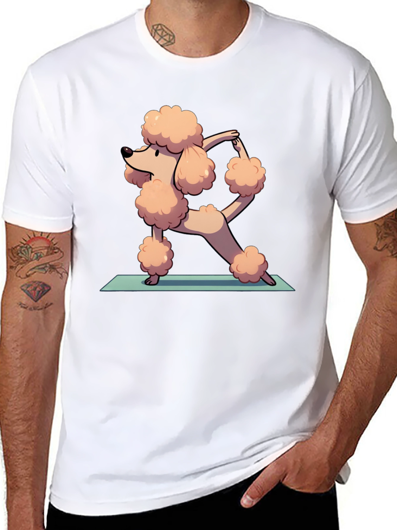 Yoga Poodle Graphic Tee - Cute Cartoon Design