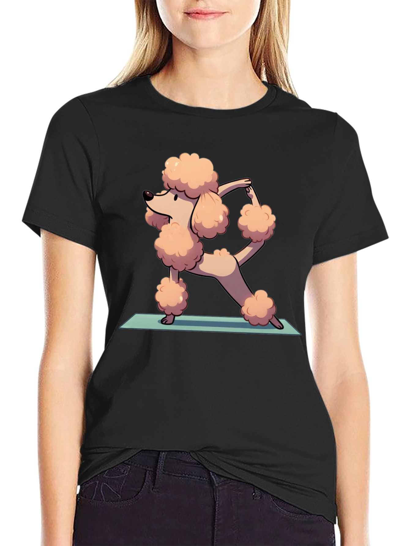 Yoga Poodle Graphic Tee - Cute Cartoon Design