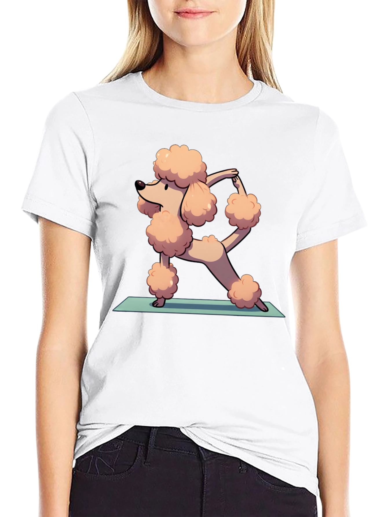 Yoga Poodle Graphic Tee - Cute Cartoon Design