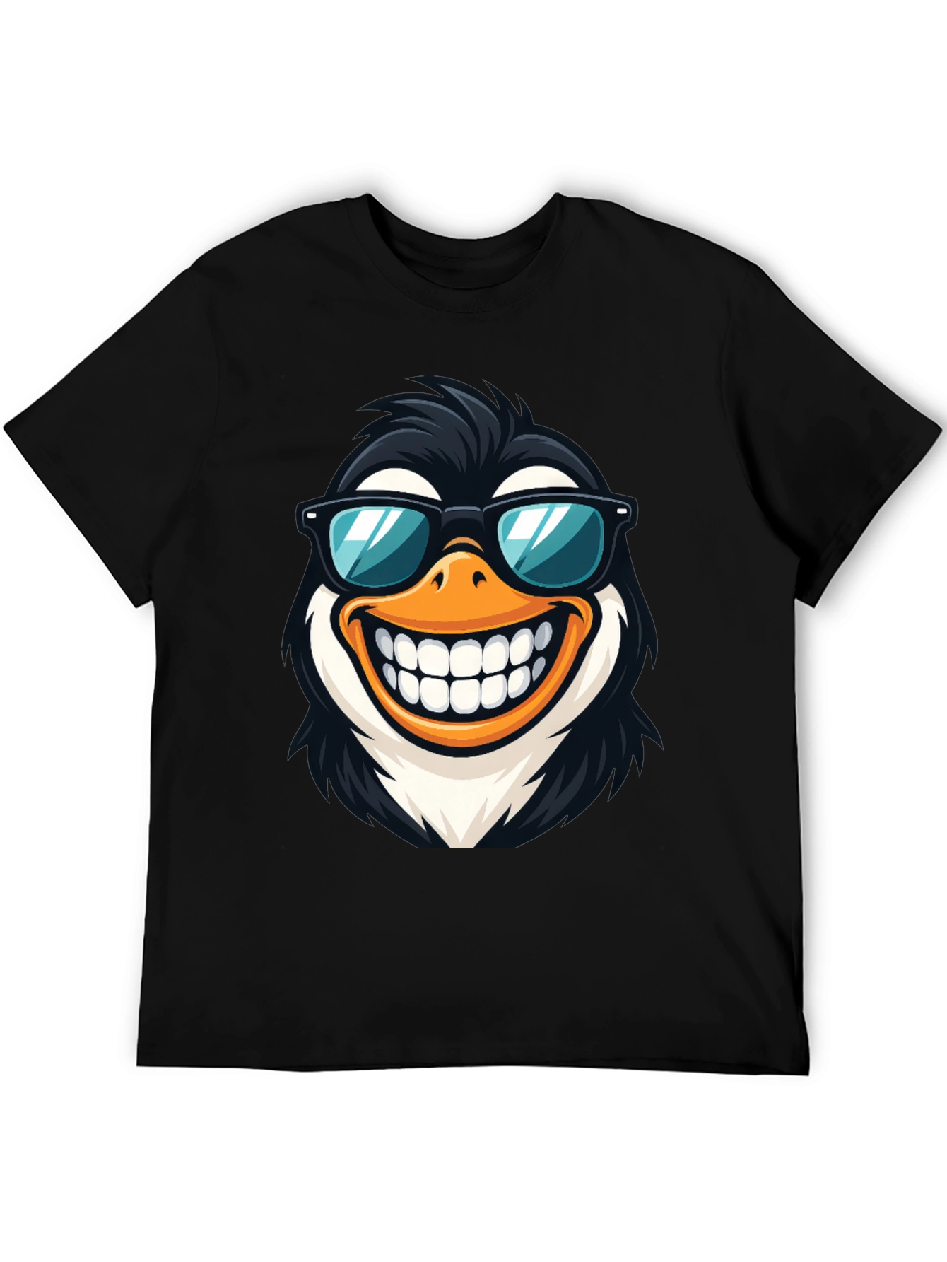 Cool Penguin Graphic Tee - Black Cotton T-Shirt
