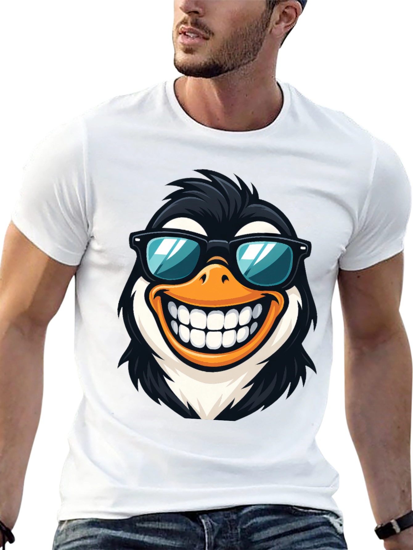 Cool Penguin Graphic Tee - Black Cotton T-Shirt