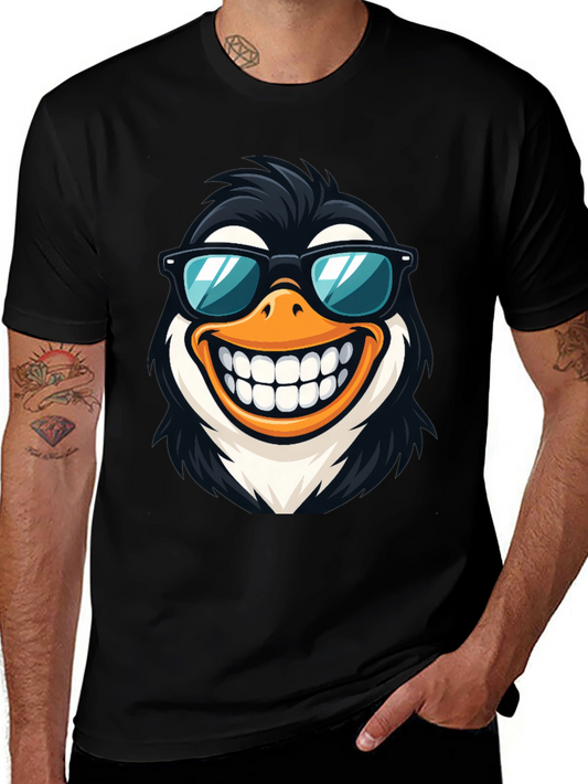 Cool Penguin Graphic Tee - Black Cotton T-Shirt