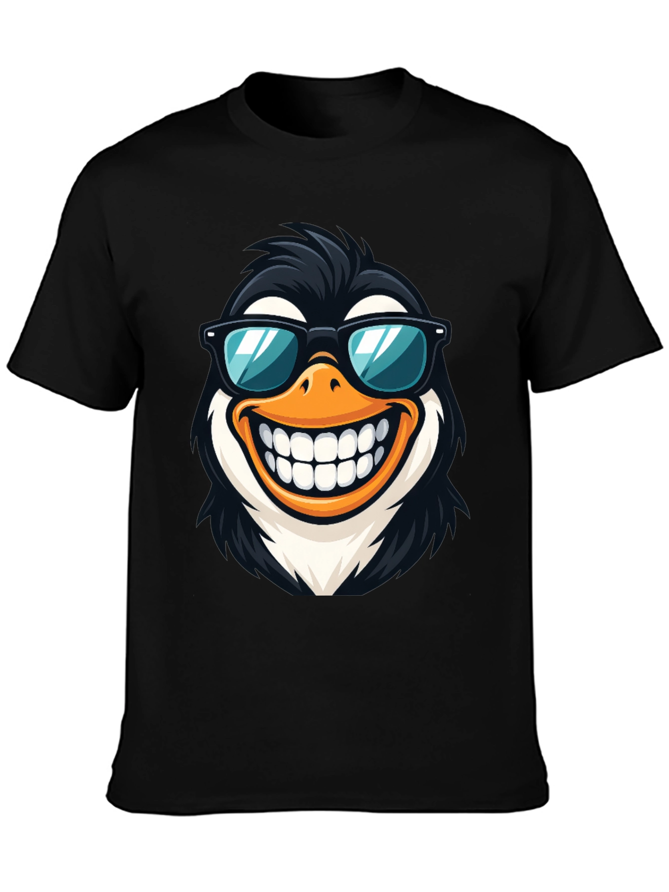 Cool Penguin Graphic Tee - Black Cotton T-Shirt