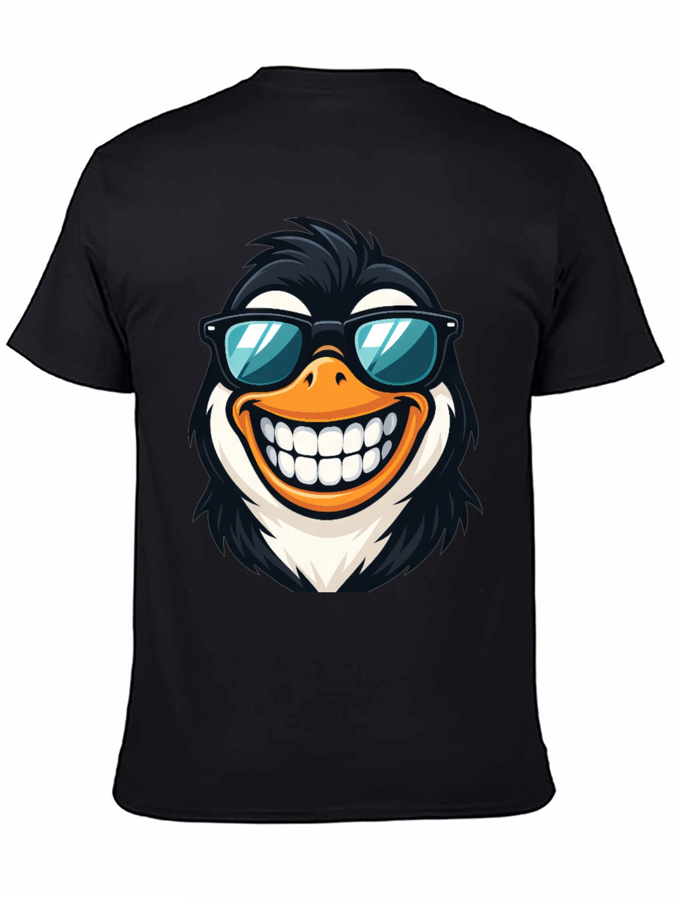 Cool Penguin Graphic Tee - Black Cotton T-Shirt