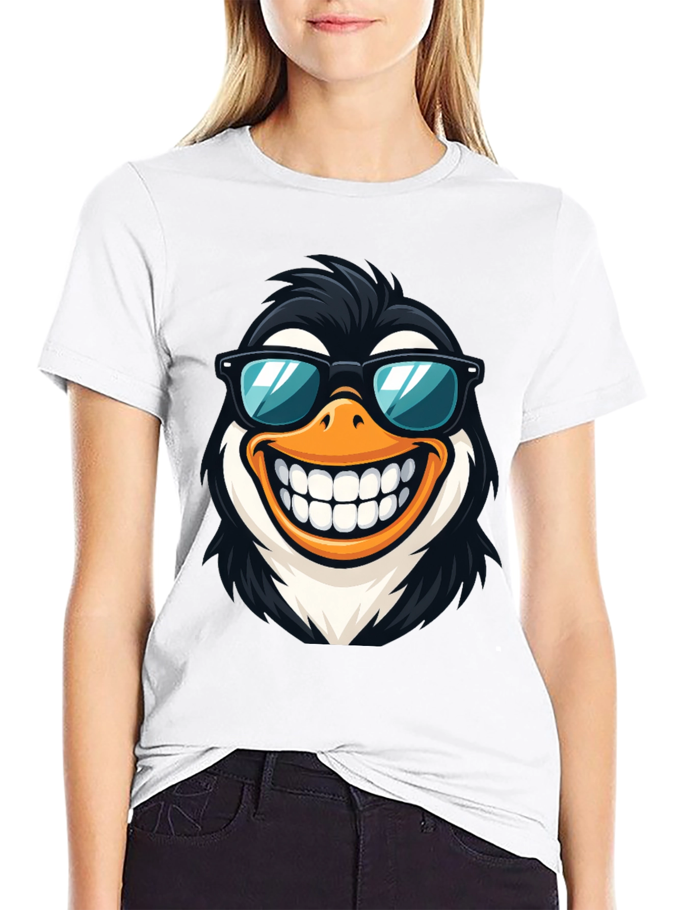 Cool Penguin Graphic Tee - Black Cotton T-Shirt