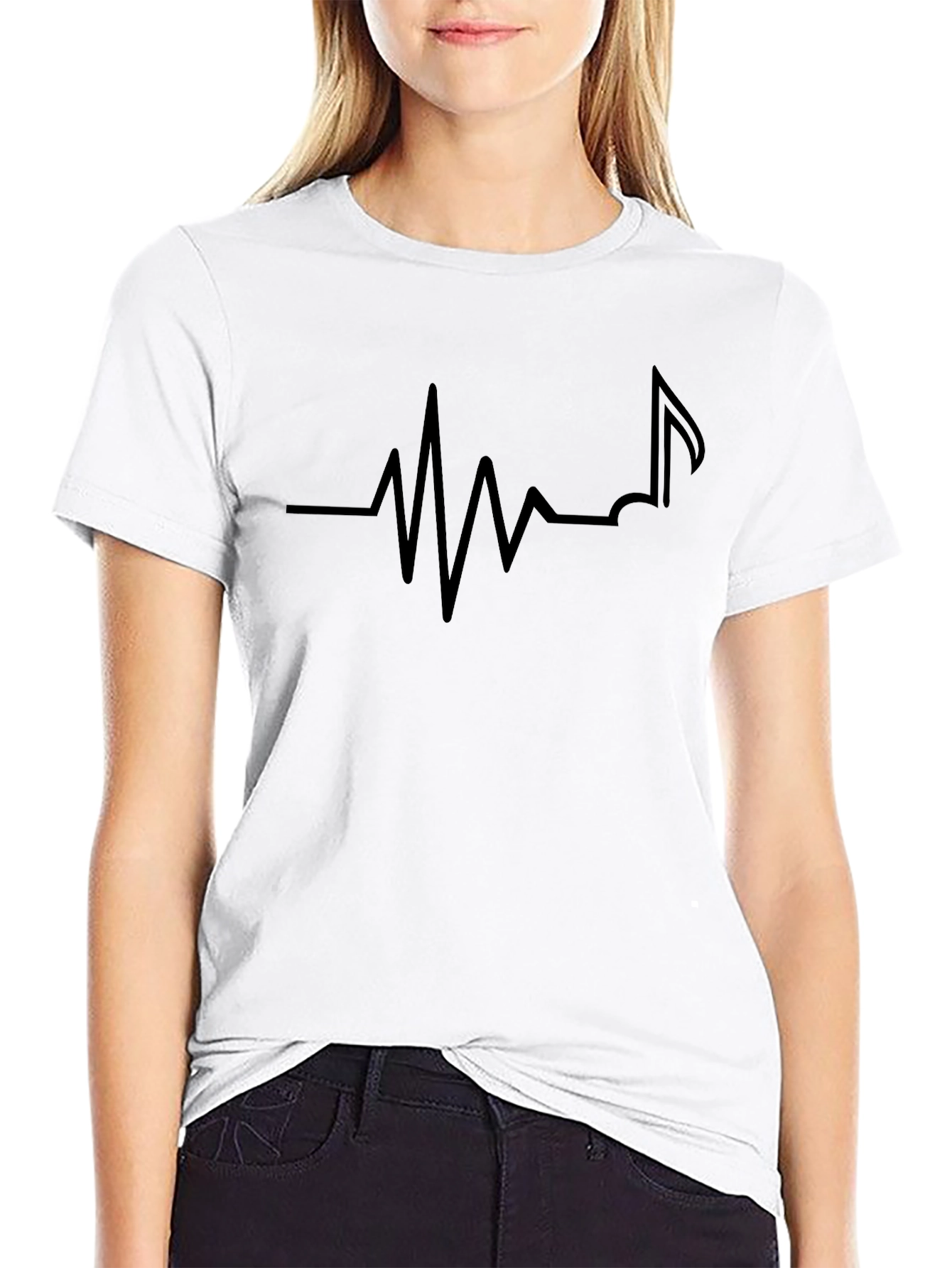 Music Heartbeat Graphic Tee - Black