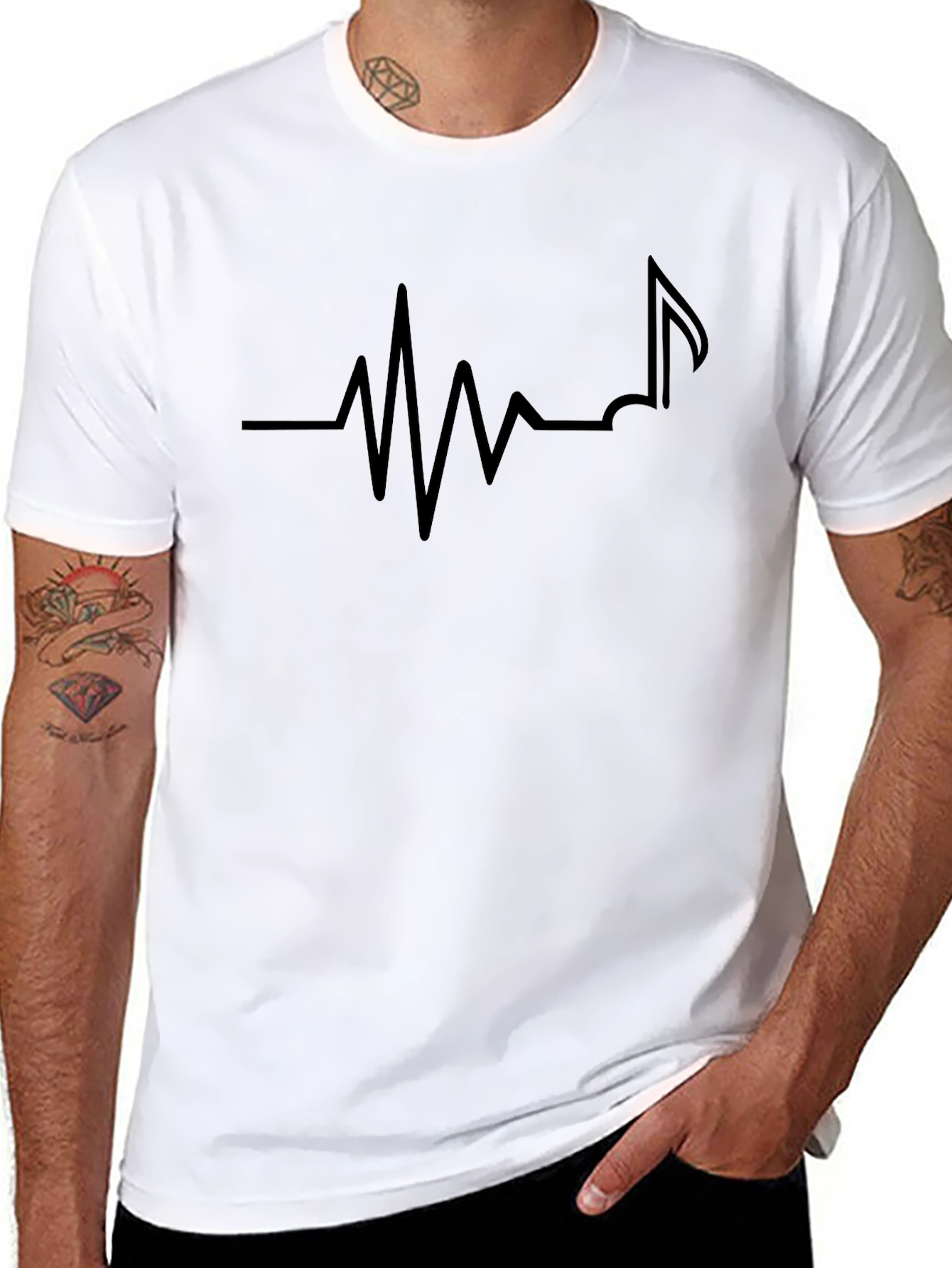 Music Heartbeat Graphic Tee - Black