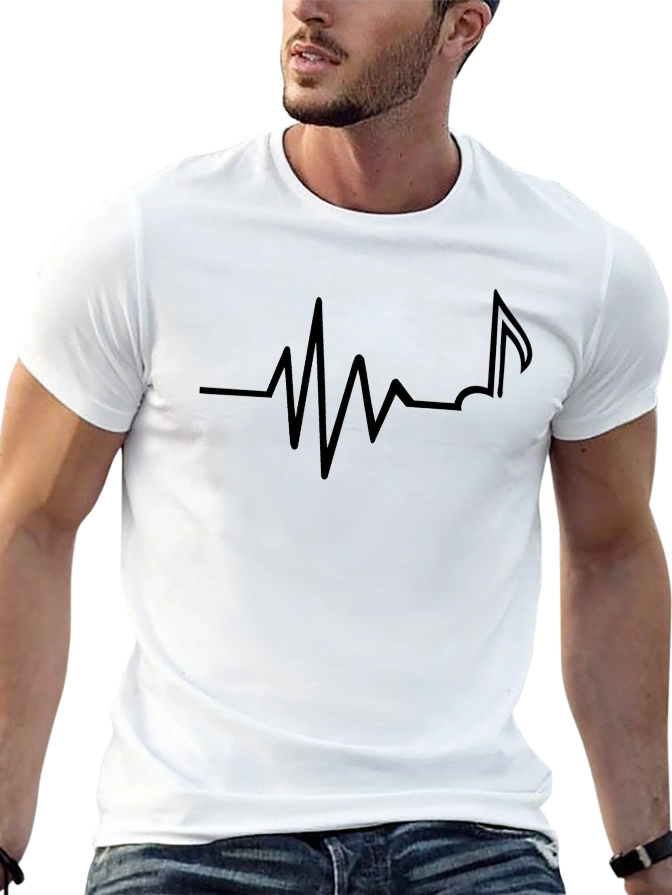 Music Heartbeat Graphic Tee - Black