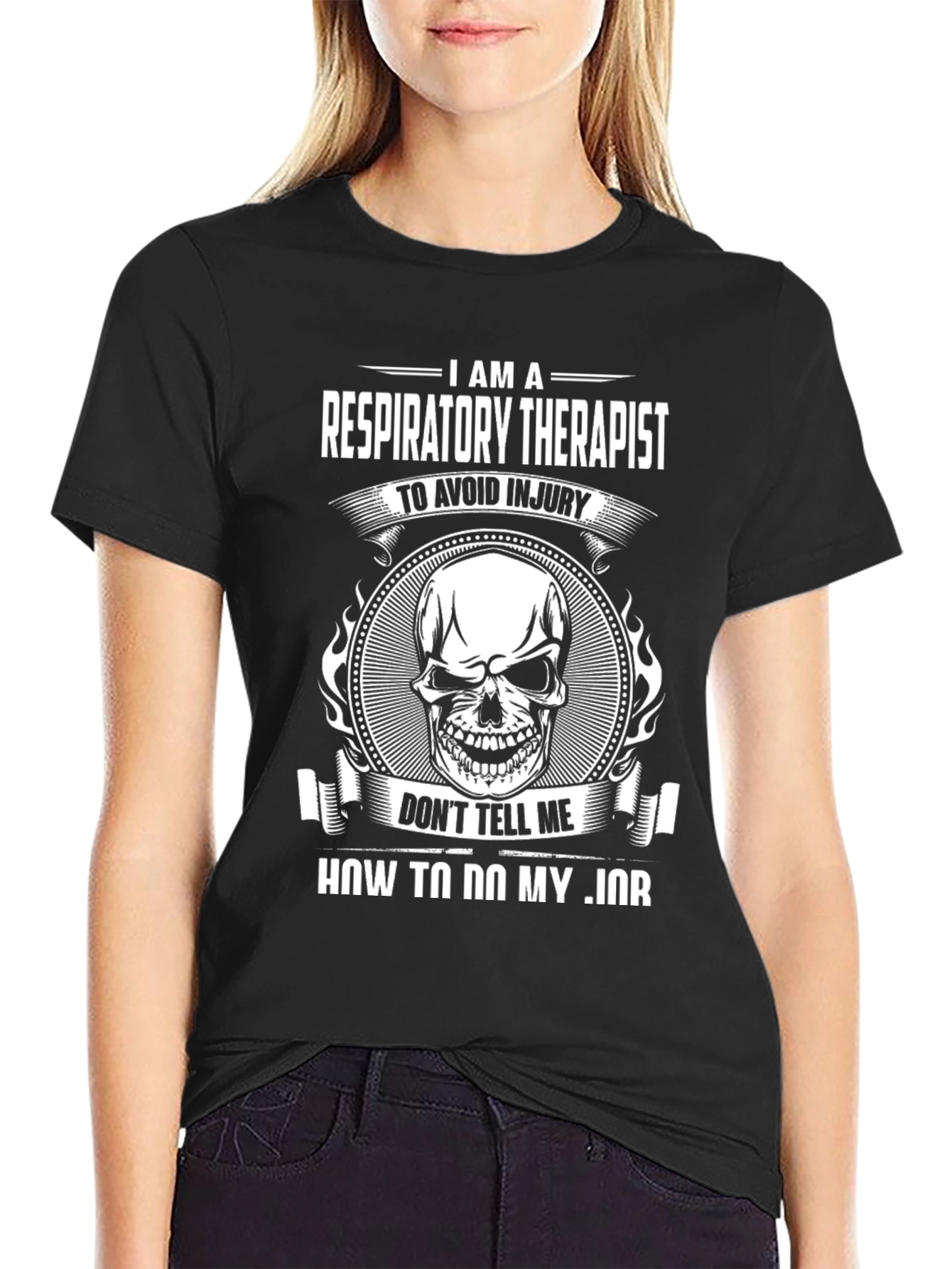Respiratory Therapist Skull Graphic T-Shirt