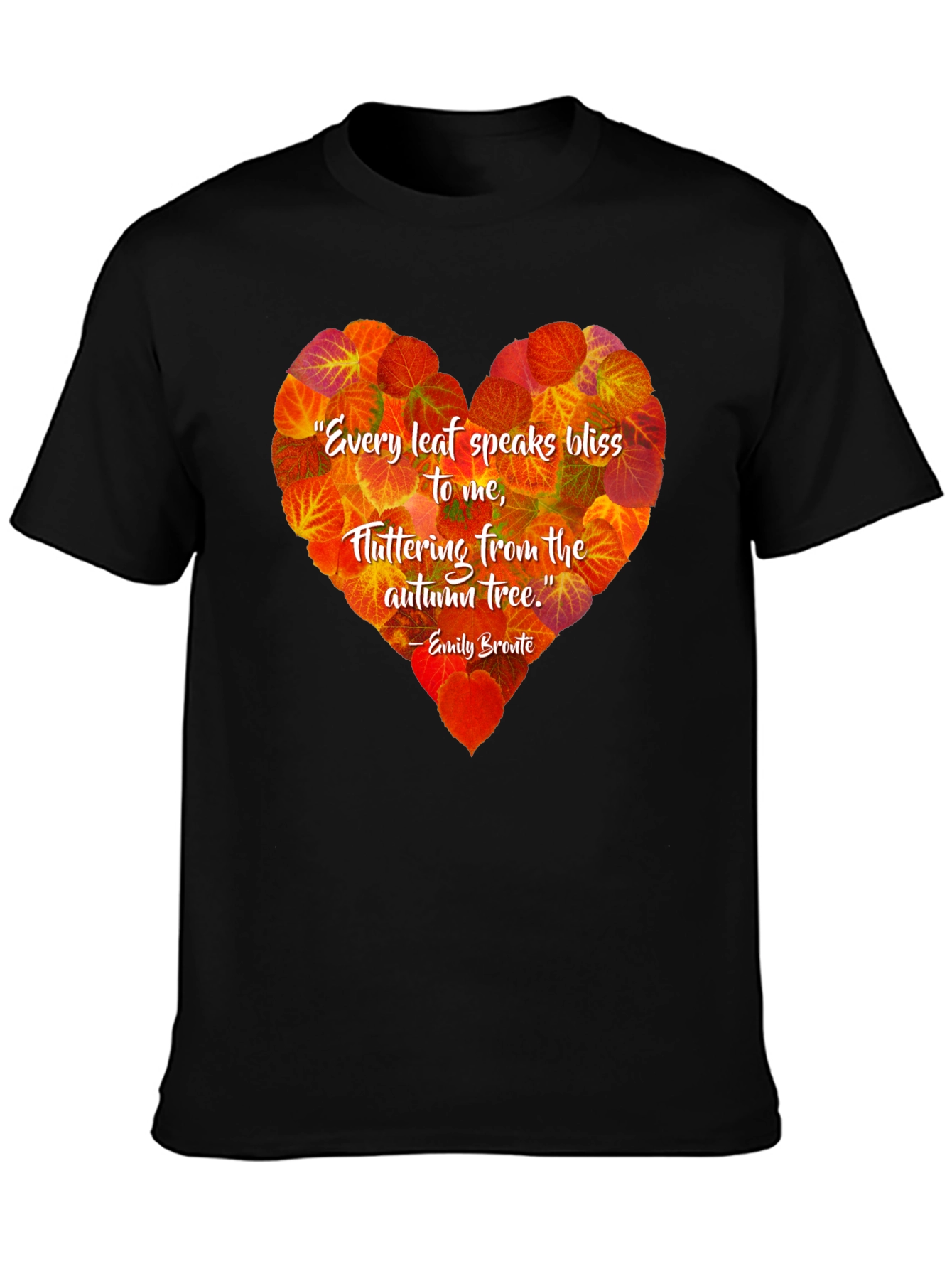 Autumn Leaves Heart T-Shirt - Emily Bronte Quote